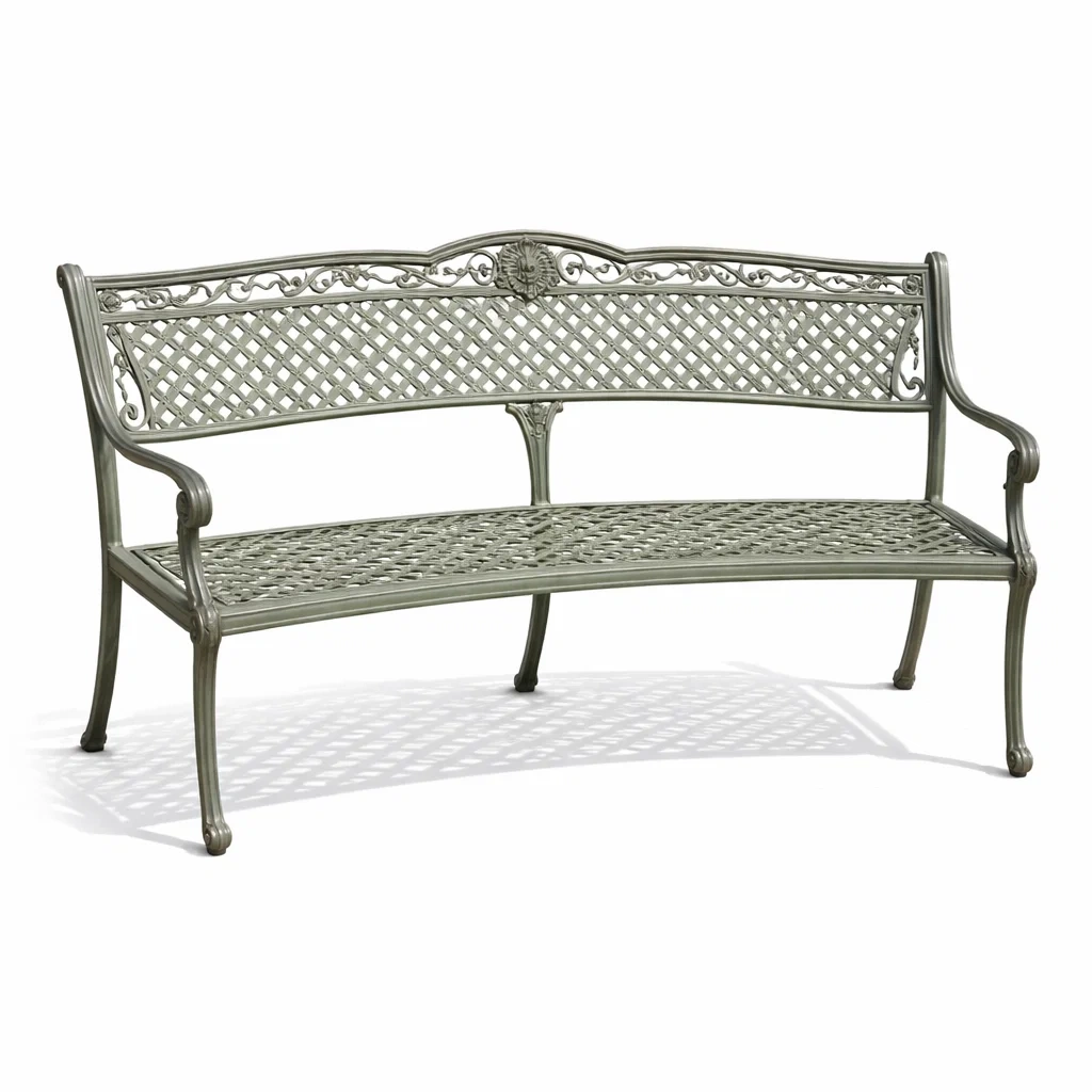 Panchina da Giardino in Alluminio Grigio-URBANHAVENVIBES
