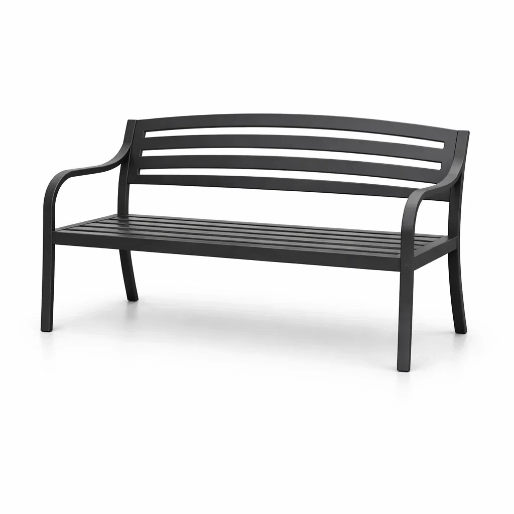 Panca da Giardino in Metallo Nero per Esterno-URBANHAVENVIBES