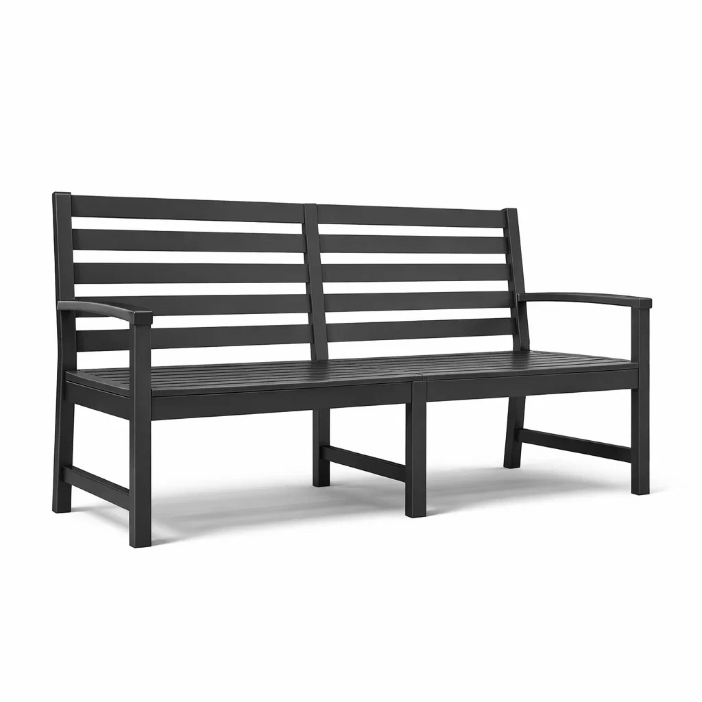 Panchina da Giardino 3 Posti in Metallo Verniciato Nero-URBANHAVENVIBES
