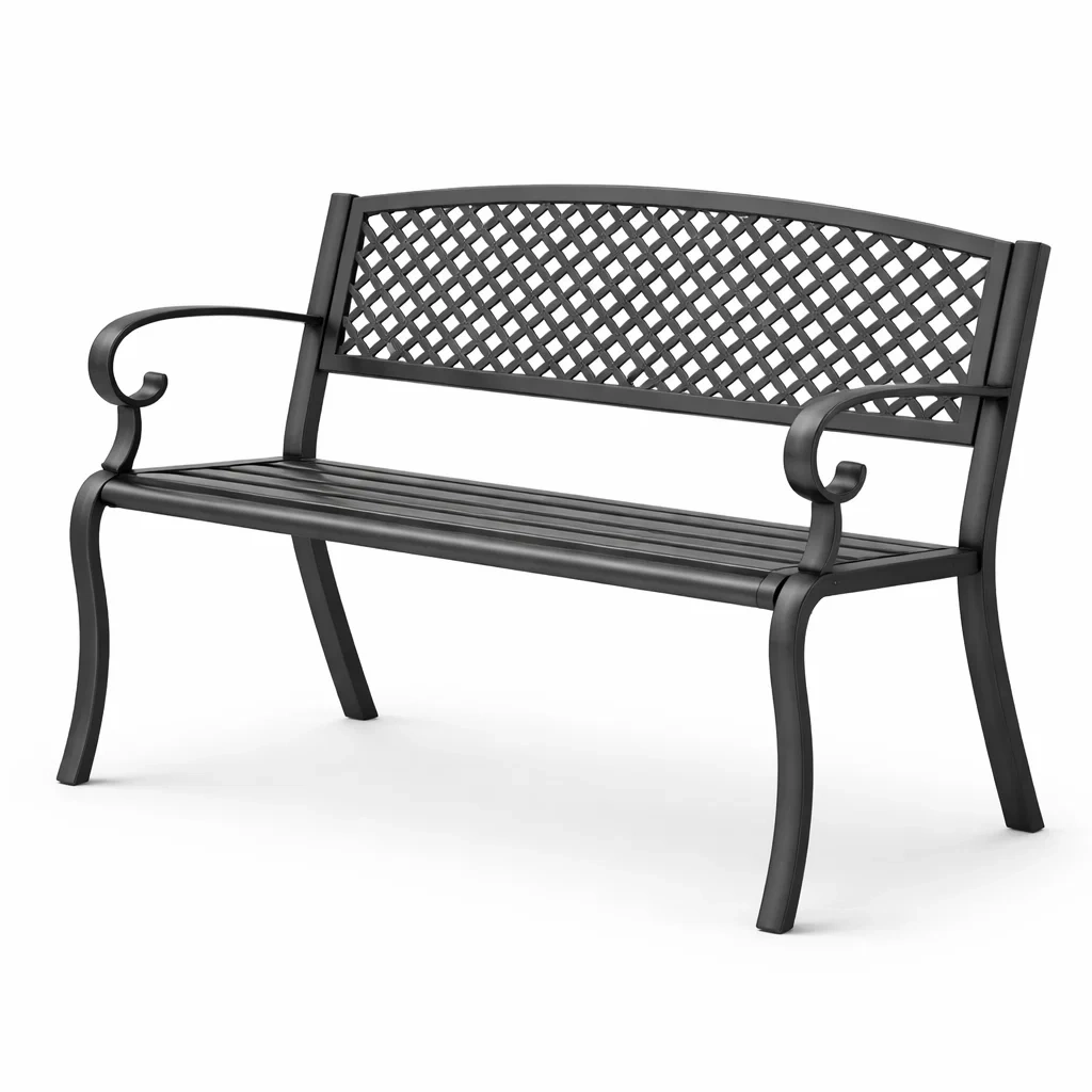 Panchina da Giardino in Acciaio Verniciato Nero 127 cm-URBANHAVENVIBES