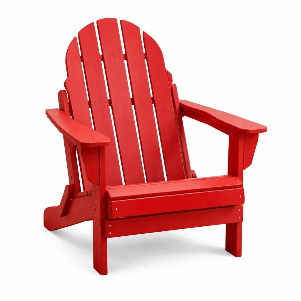 Sedia Adirondack in Legno con Braccioli Rossa-URBANHAVENVIBES