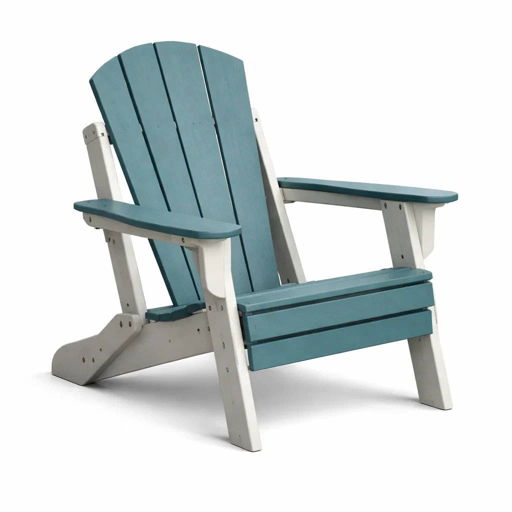 Sedia Adirondack in Polimero Riciclato Blu/Bianco-URBANHAVENVIBES
