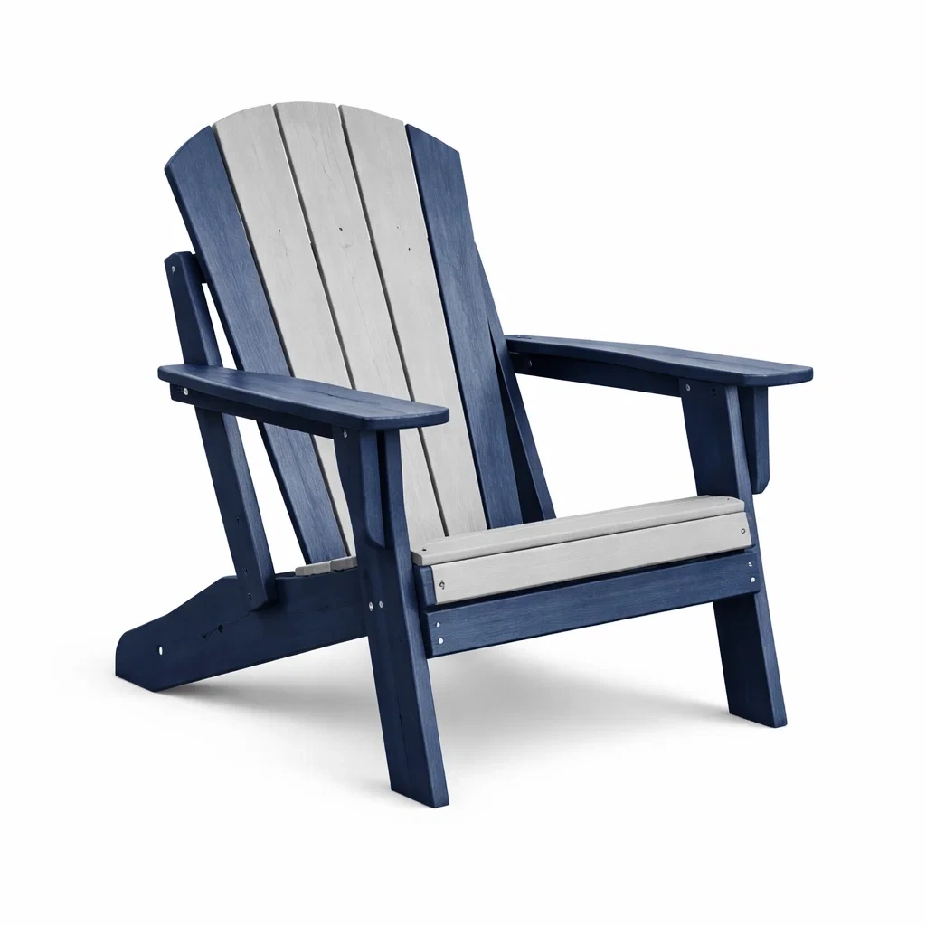 Sedia Adirondack da Esterno in Legno Blu e Grigio-URBANHAVENVIBES