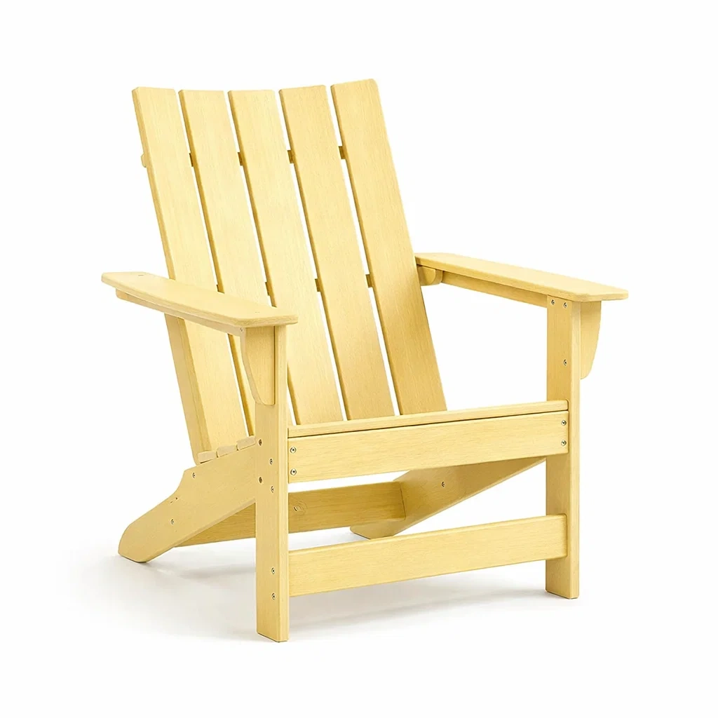 Sedia Adirondack in Legno Massello Gialla per Esterni-URBANHAVENVIBES