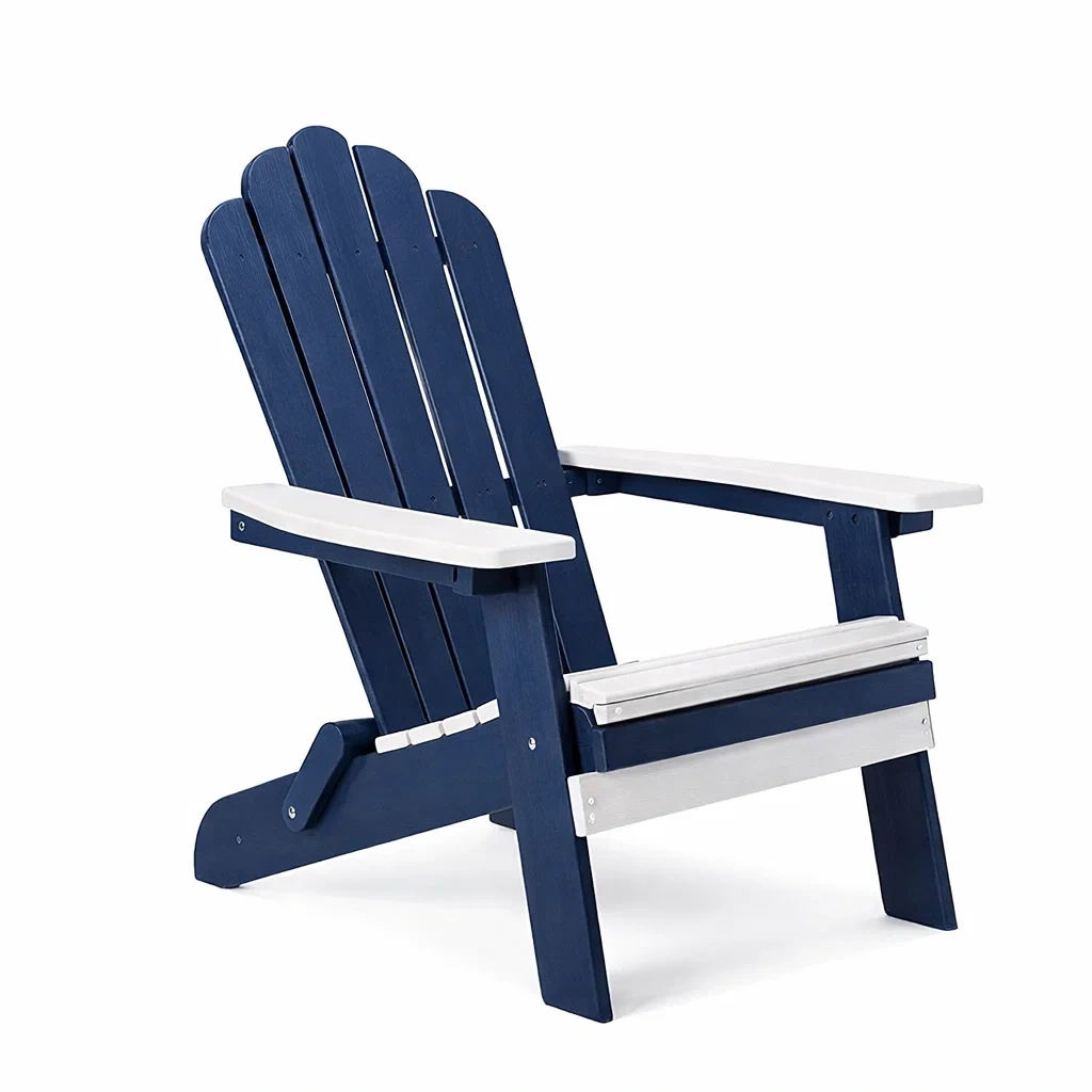 Sedia Adirondack in Polietilene Blu e Bianco per Esterni-URBANHAVENVIBES