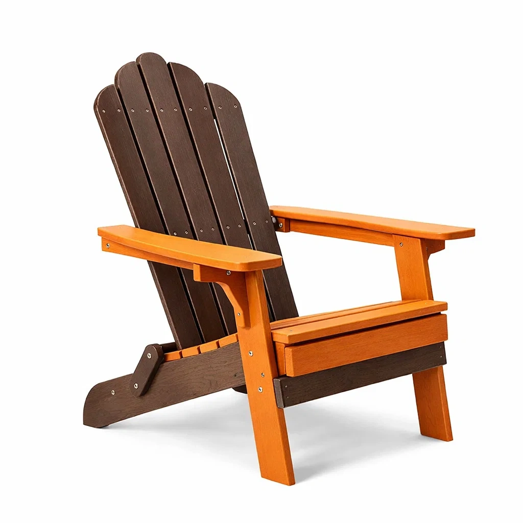 Sedia da Esterno in Legno Composito Marrone/Arancione-URBANHAVENVIBES