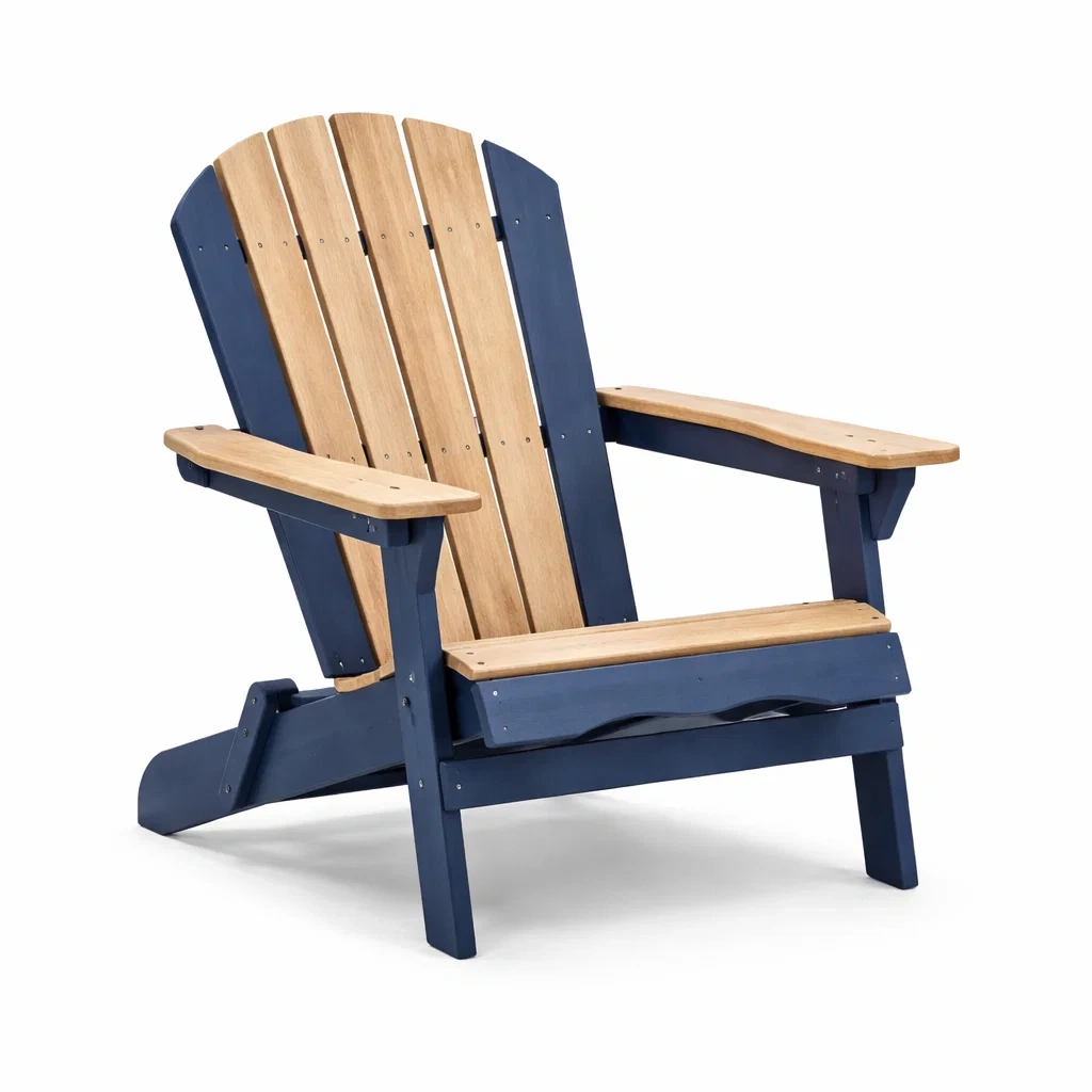 Sedia da Giardino in Legno e Plastica Blu-URBANHAVENVIBES