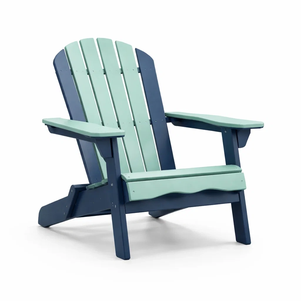Sedia Adirondack in Plastica Riciclata Verde e Blu-URBANHAVENVIBES