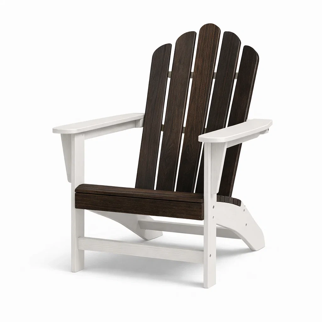 Sedia Adirondack in Legno e Plastica HD Nero e Bianco-URBANHAVENVIBES