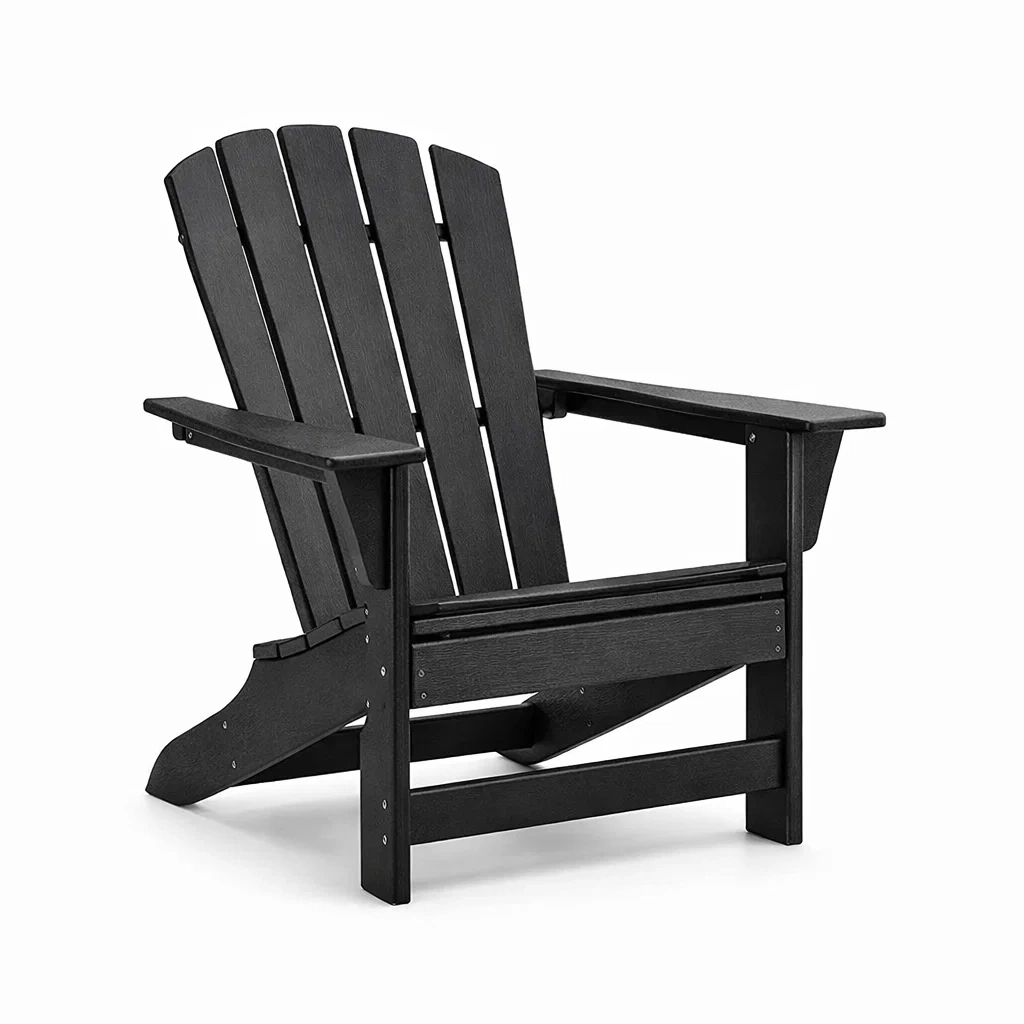 Sedia da Giardino in Legno Composito Nera-URBANHAVENVIBES