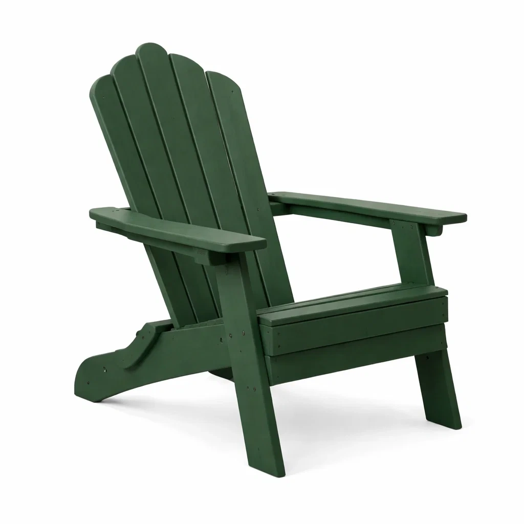 Sedia Adirondack in Legno Verde per Esterno-URBANHAVENVIBES