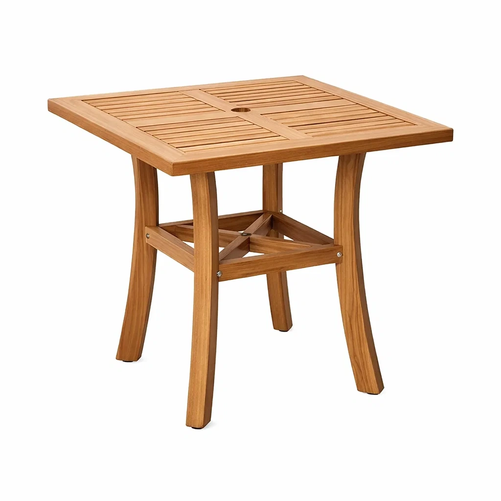 Tavolo da Giardino in Legno di Acacia con Foro per Ombrellone-URBANHAVENVIBES