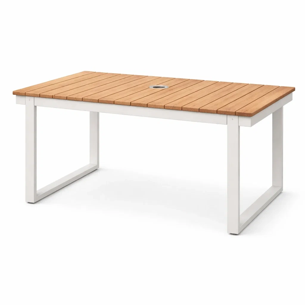 Tavolo da Giardino Rettangolare in Legno di Teak e Alluminio 200x100x75 cm-URBANHAVENVIBES