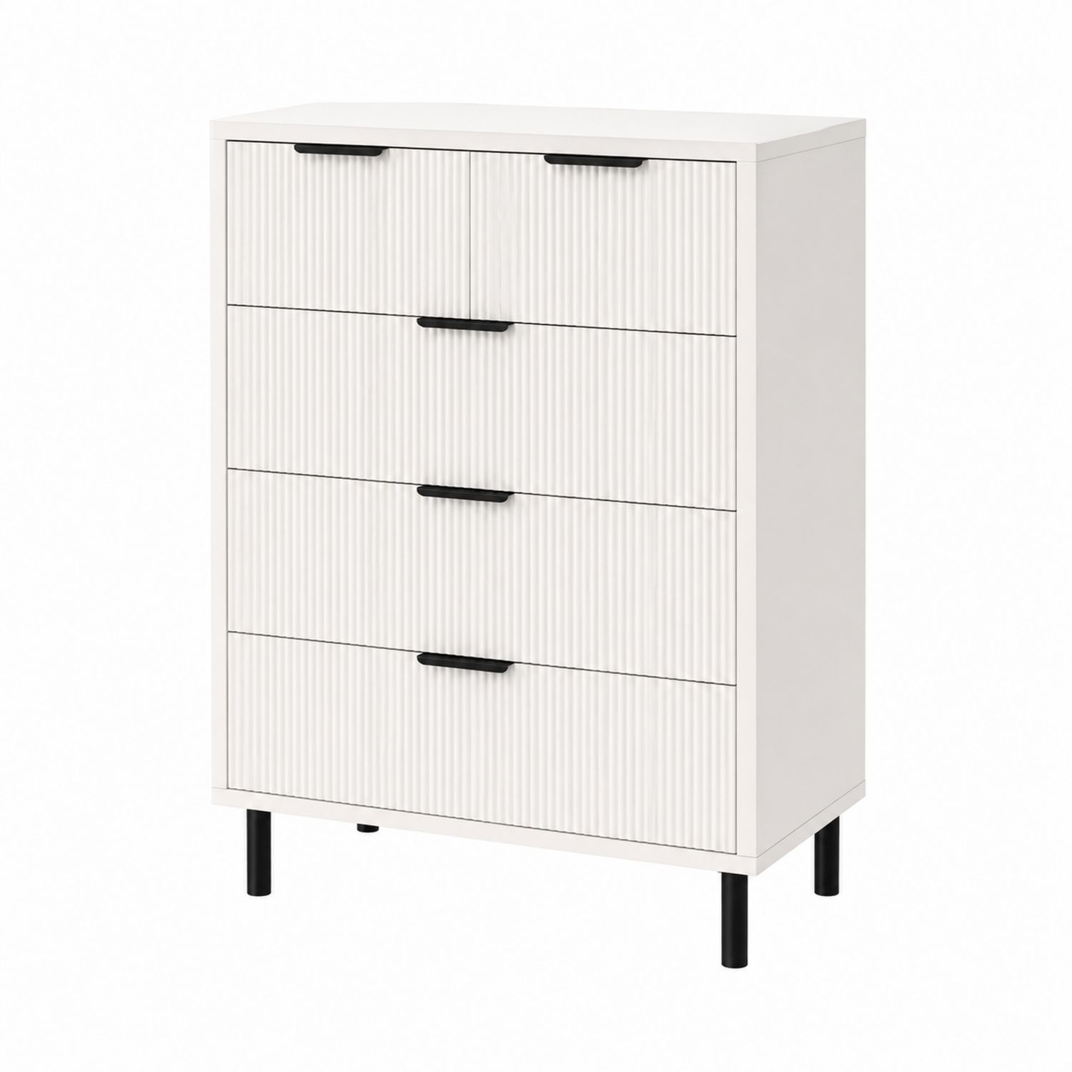 Cajonera de MDF con Patas de Metal Blanco y Negro 80x40x100 cm-Mavtrivarion