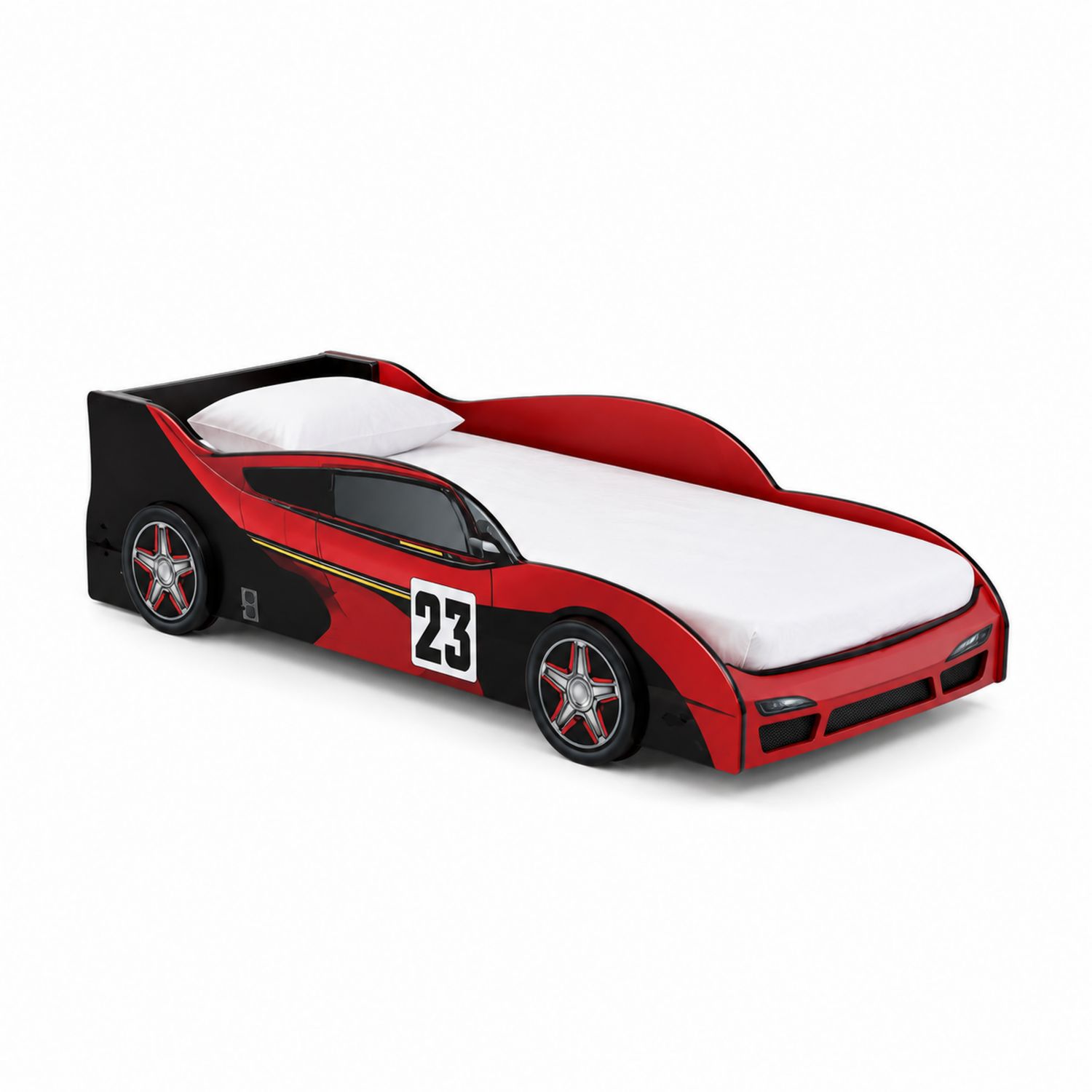 Cama infantil en forma de coche de carreras MDF Rojo/Negro-Mavtrivarion