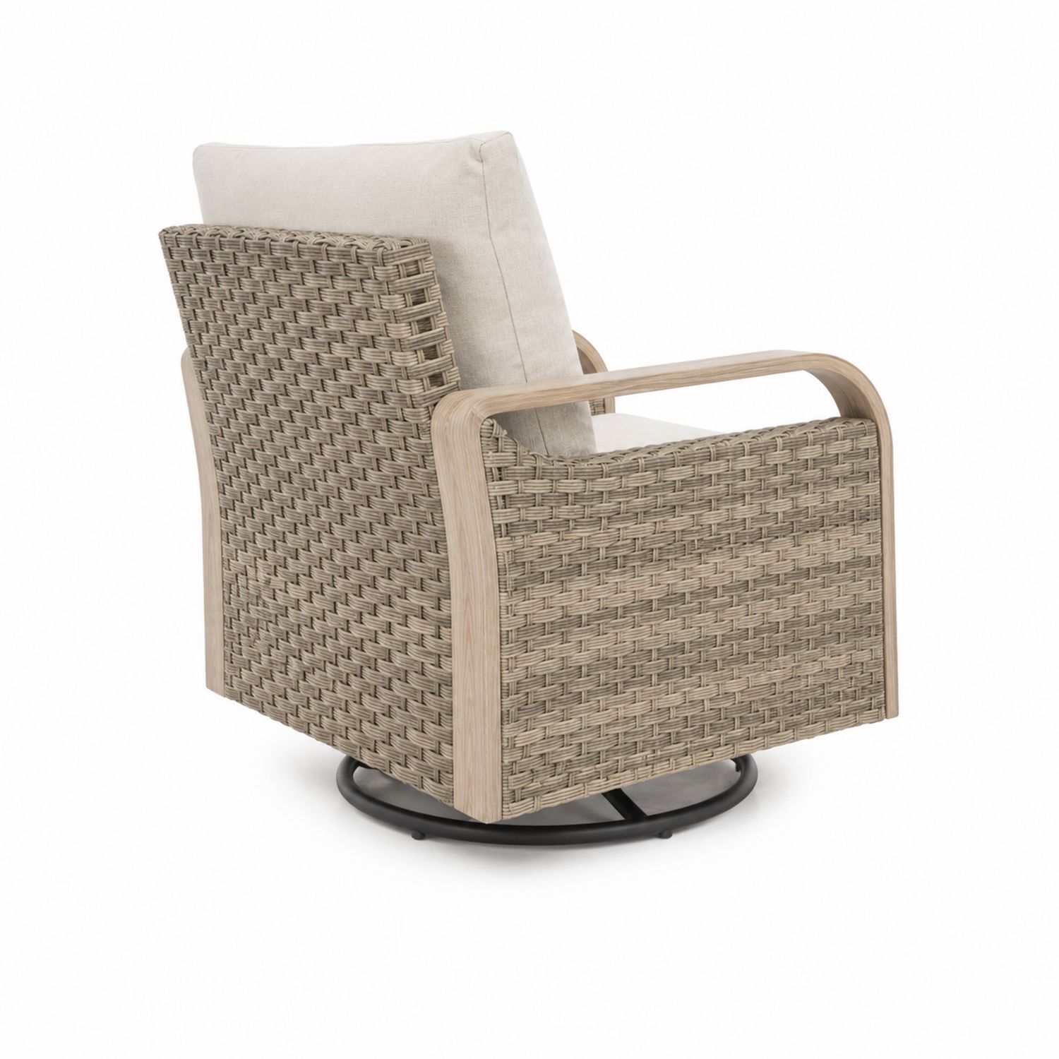 Silla Giratoria de Ratán Sintético Beige-Mavtrivarion