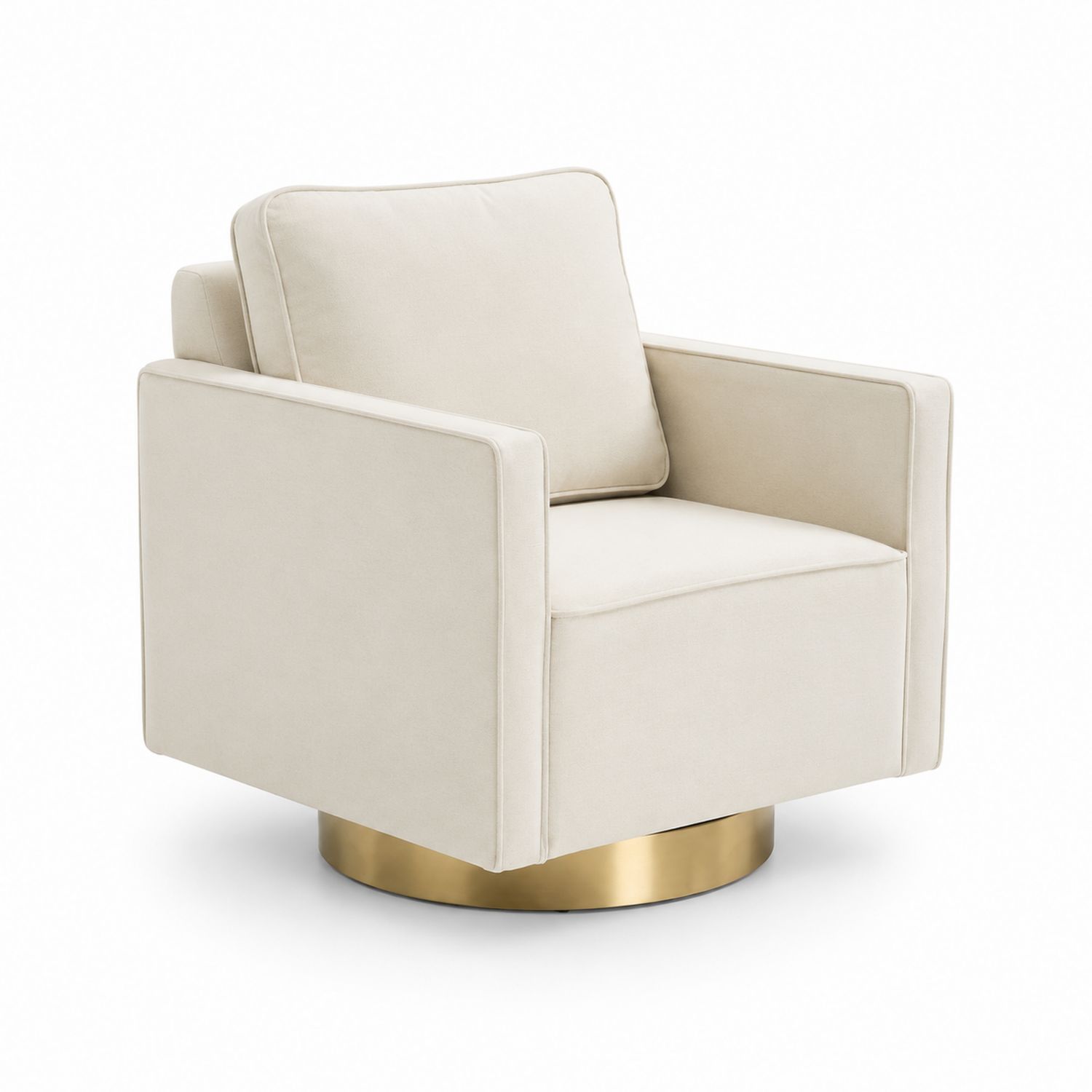 Sillón giratorio de tela beige con base metálica dorada-Mavtrivarion