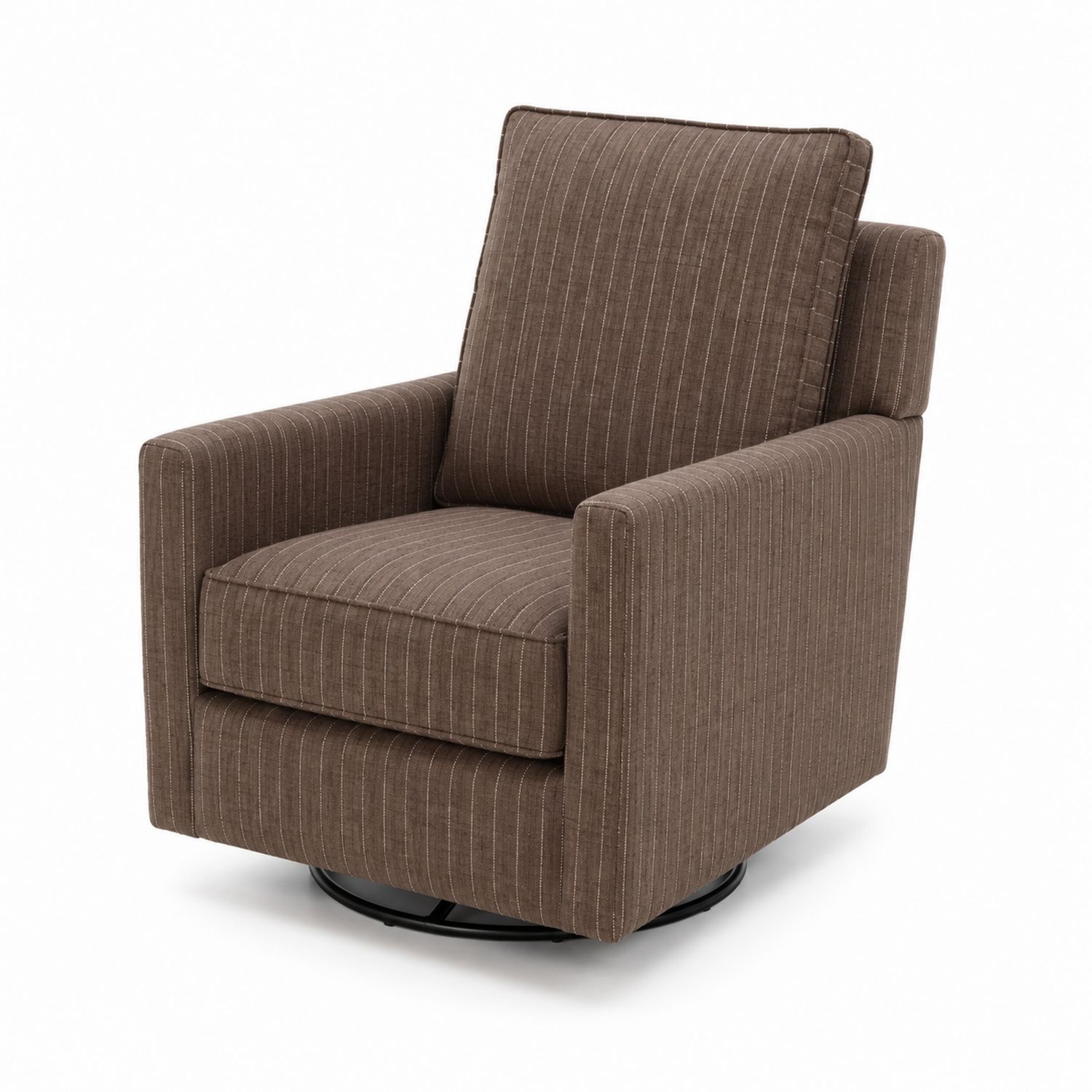 Sillón giratorio de tela marrón con base metálica-Mavtrivarion