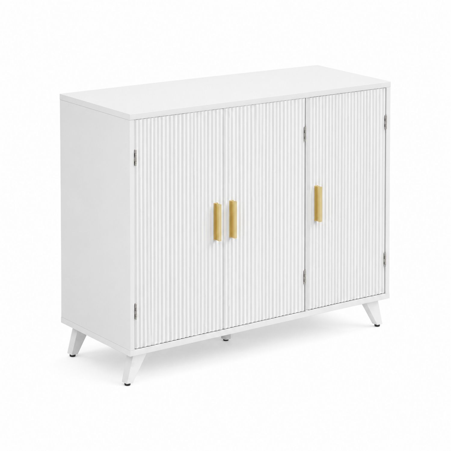 Aparador de Madera Aglomerada Blanco con Tiradores de Metal 80x35x70 cm-Mavtrivarion