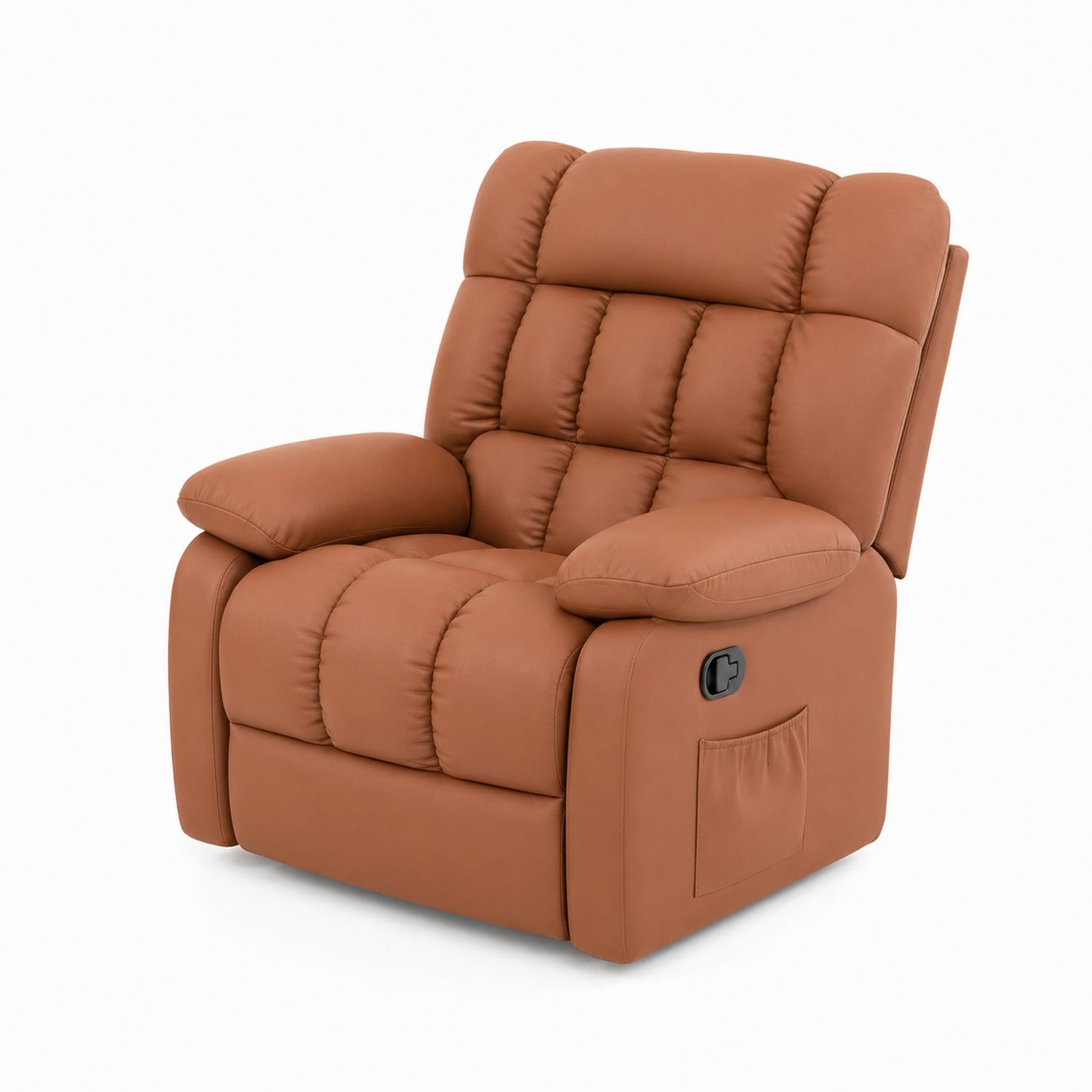 Sillón reclinable de cuero sintético marrón, dimensiones 105 cm x 90 cm x 95 cm-Mavtrivarion