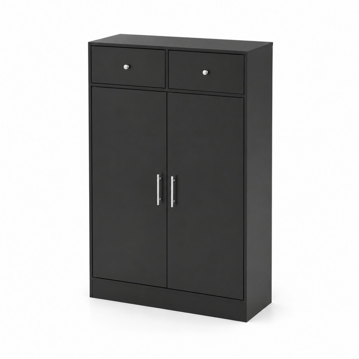 Armario para Zapatos de Madera Negro con Puertas y Cajones-Mavtrivarion