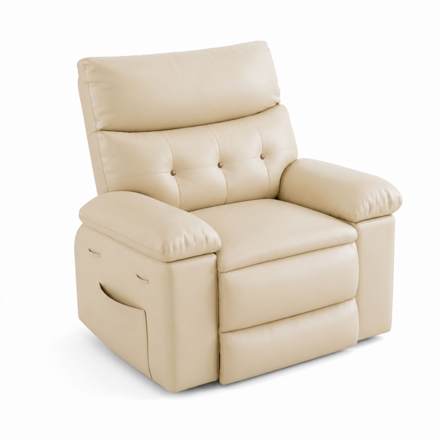 Sillón reclinable de cuero sintético beige-Mavtrivarion