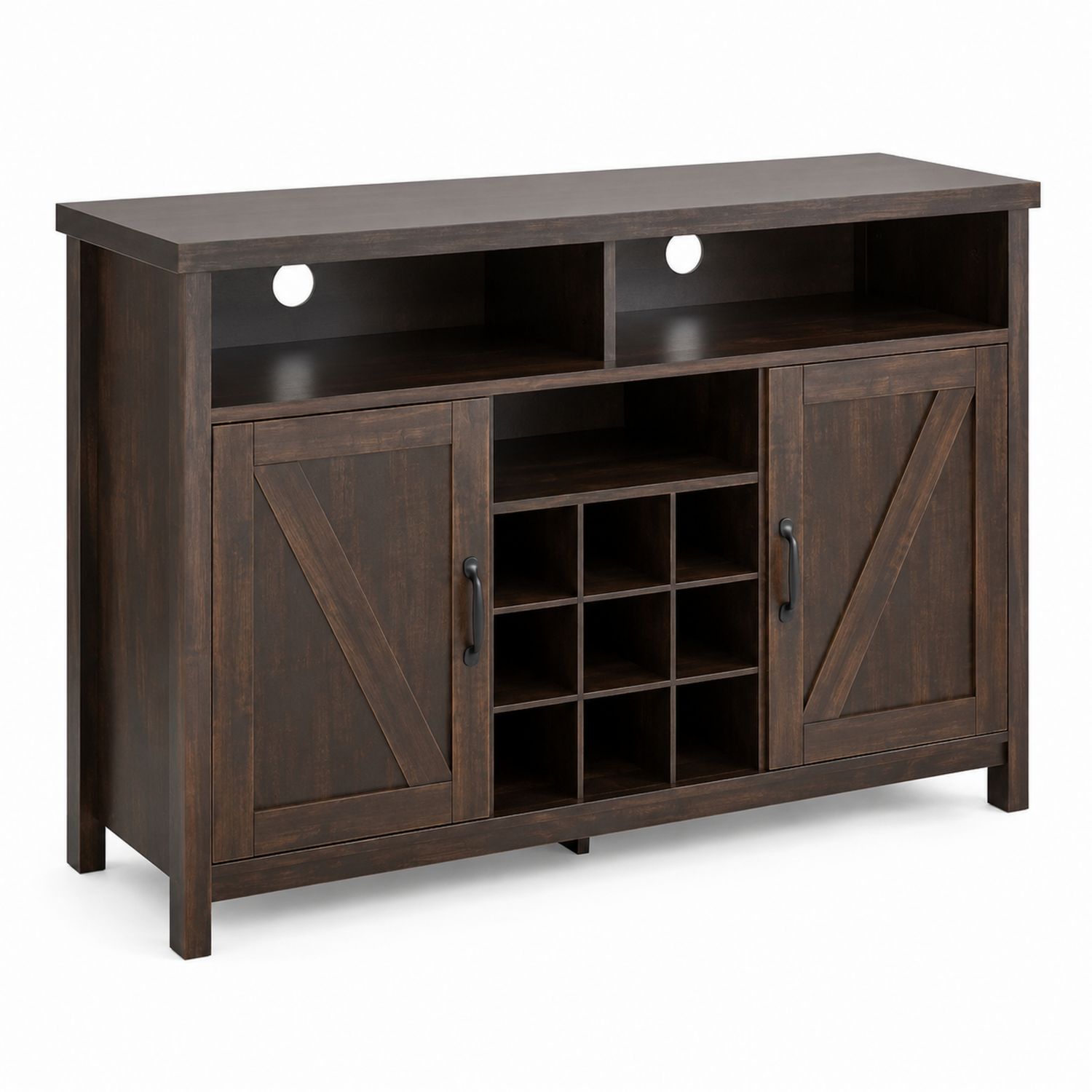 Aparador de Madera con Estantería para Vino y Puertas Marrón-Mavtrivarion