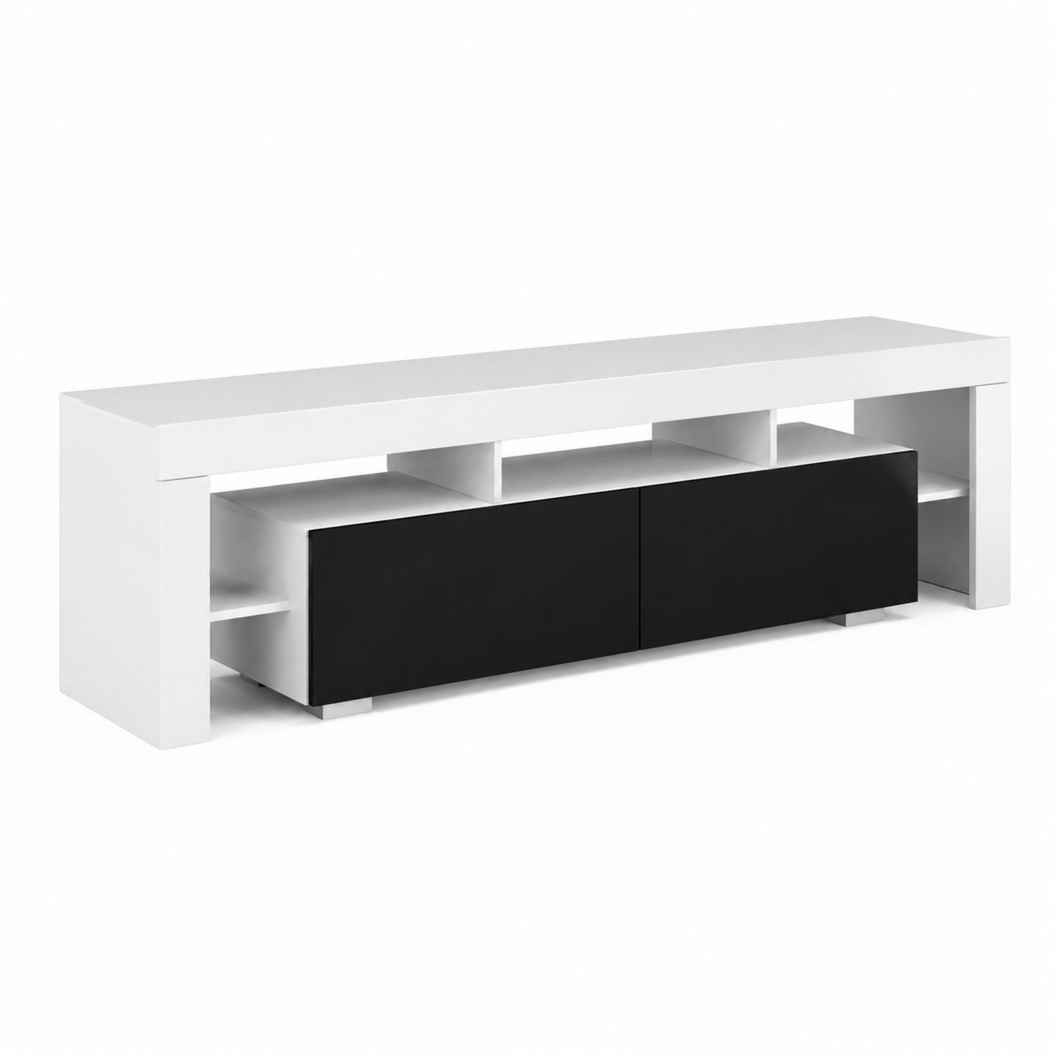 Mueble de TV de melamina Blanco/Negro 180cm-Mavtrivarion