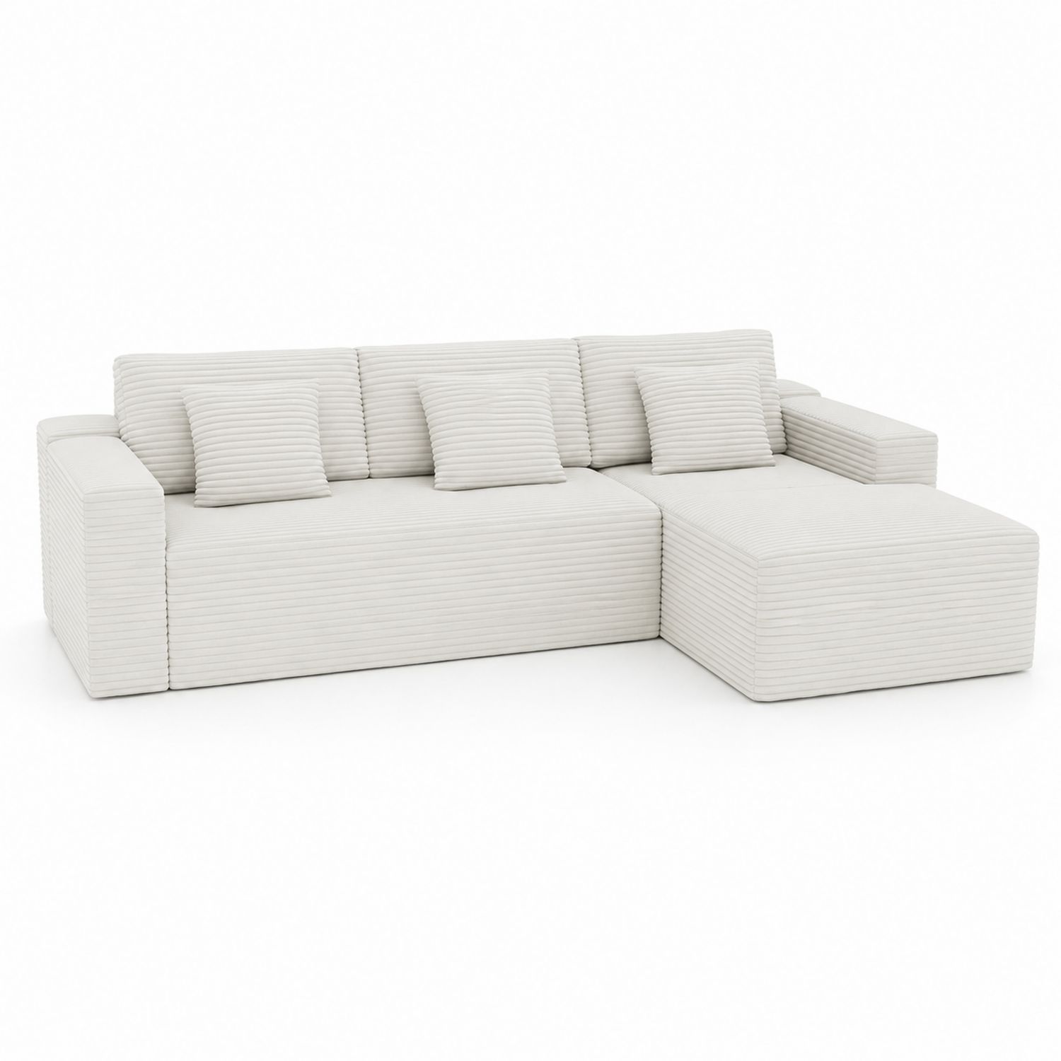 Sofá modular chaise longue con cojines de tela beige-Mavtrivarion