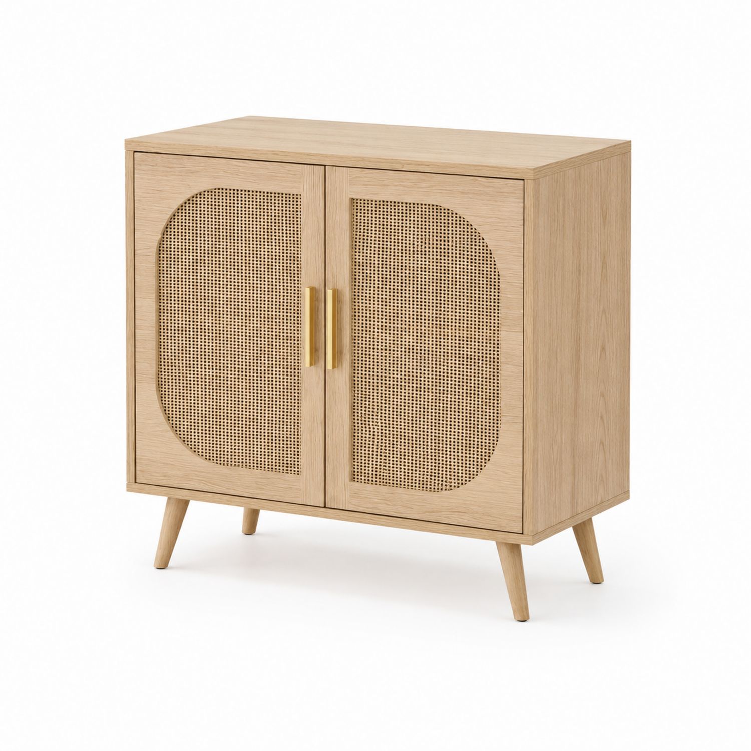 Aparador de Madera con Puertas de Mimbre 80x40x90 cm-Mavtrivarion