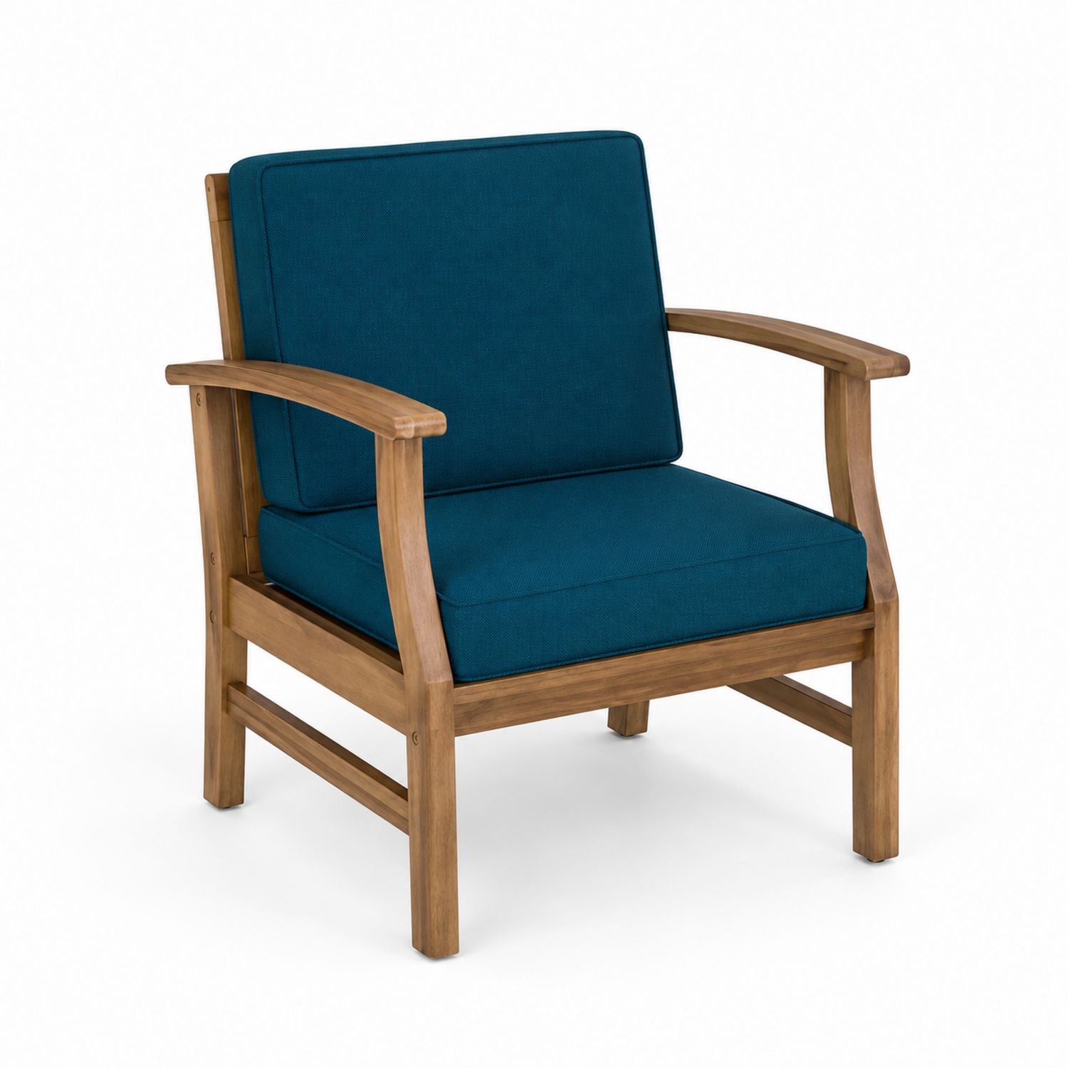Silla de madera de acacia con cojines de poliéster azul-Mavtrivarion