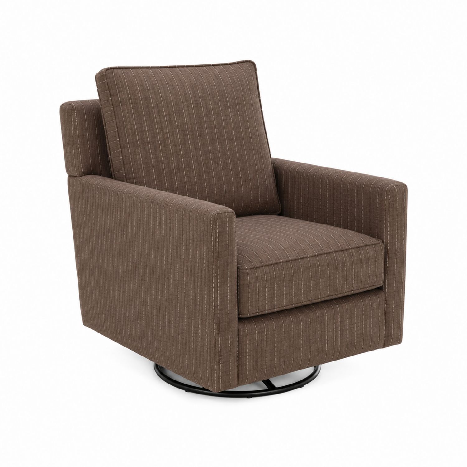 Sillón giratorio de tela marrón con base metálica-Mavtrivarion
