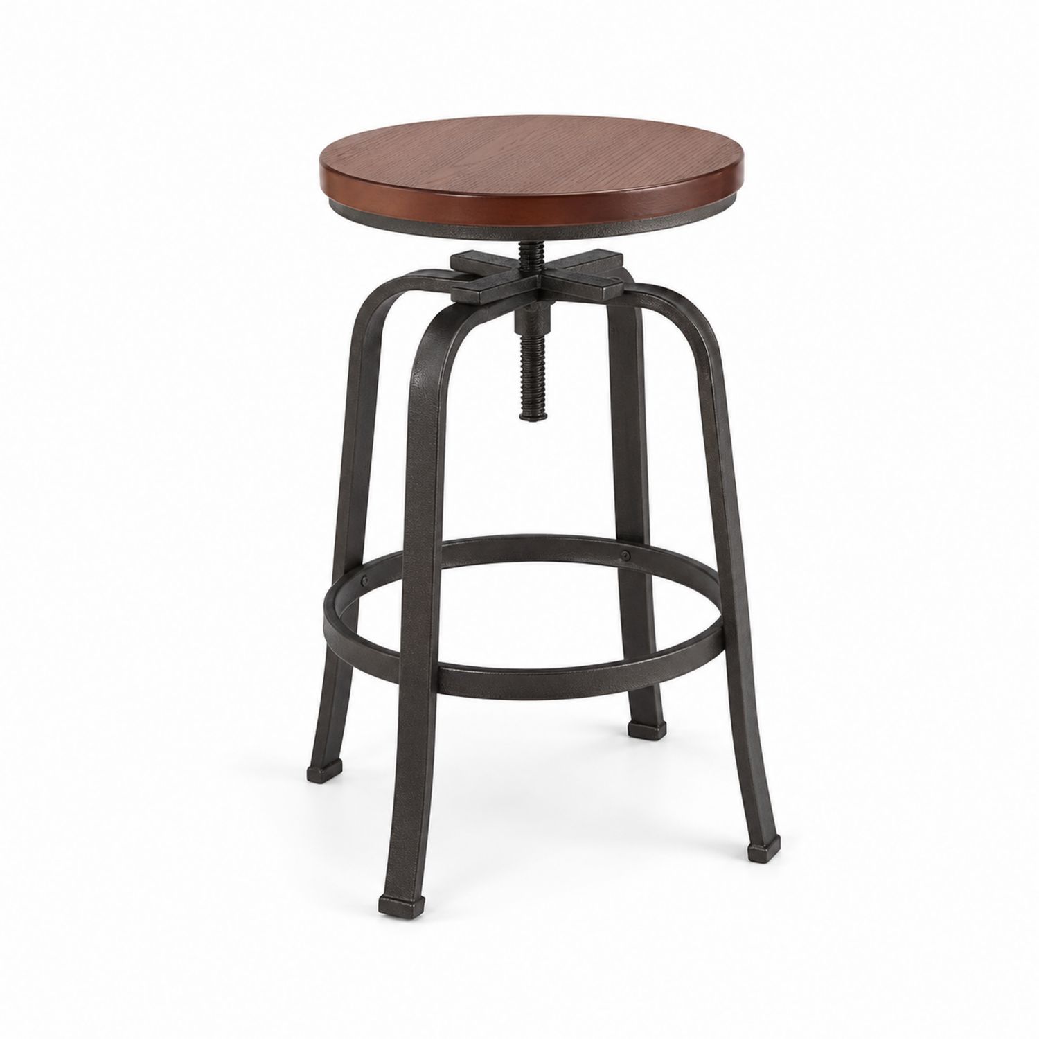 Taburete Ajustable de Madera y Metal Negro y Marrón-Mavtrivarion