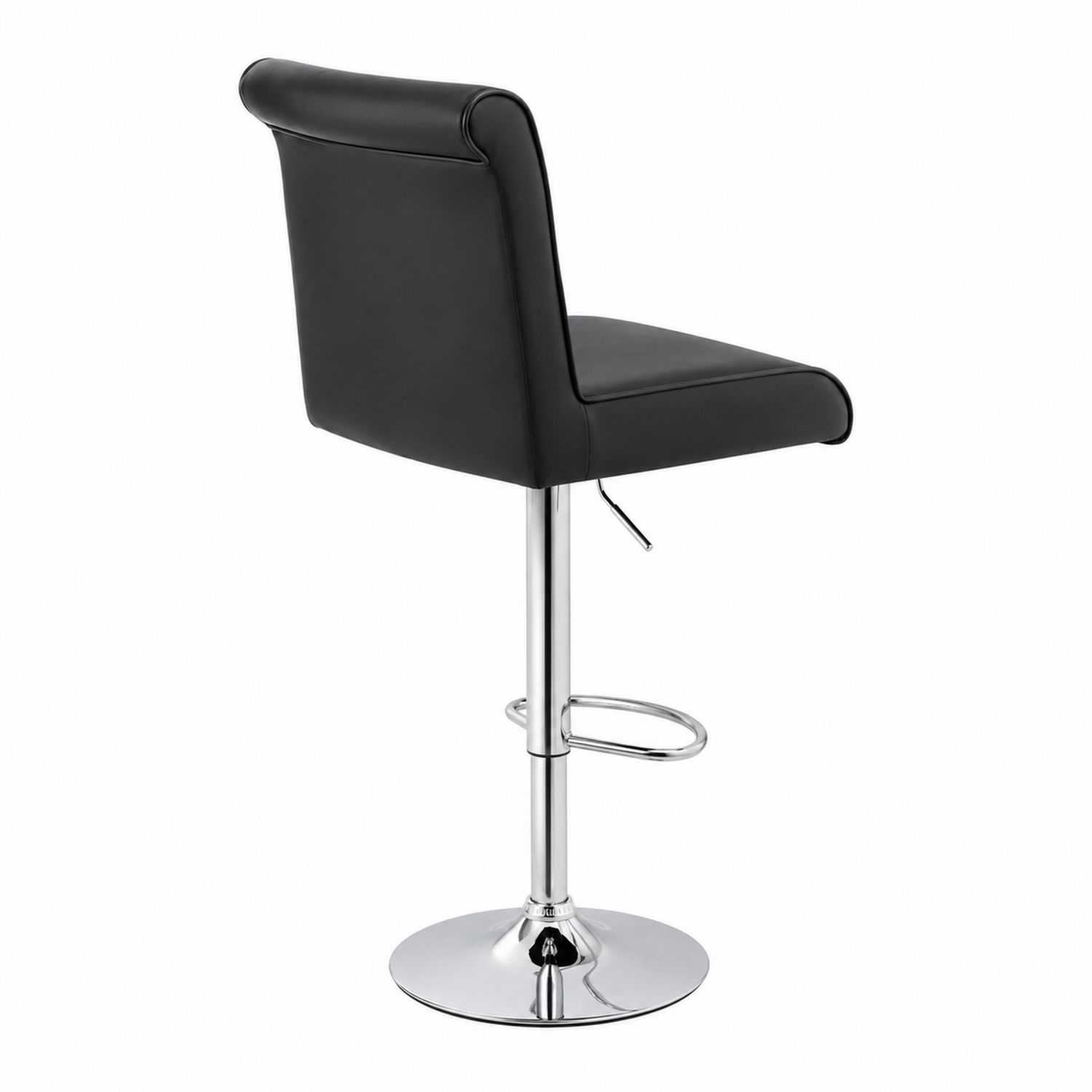 Taburete de Bar Ajustable con Respaldo Alto de Cuero Sintético y Base de Metal-Mavtrivarion