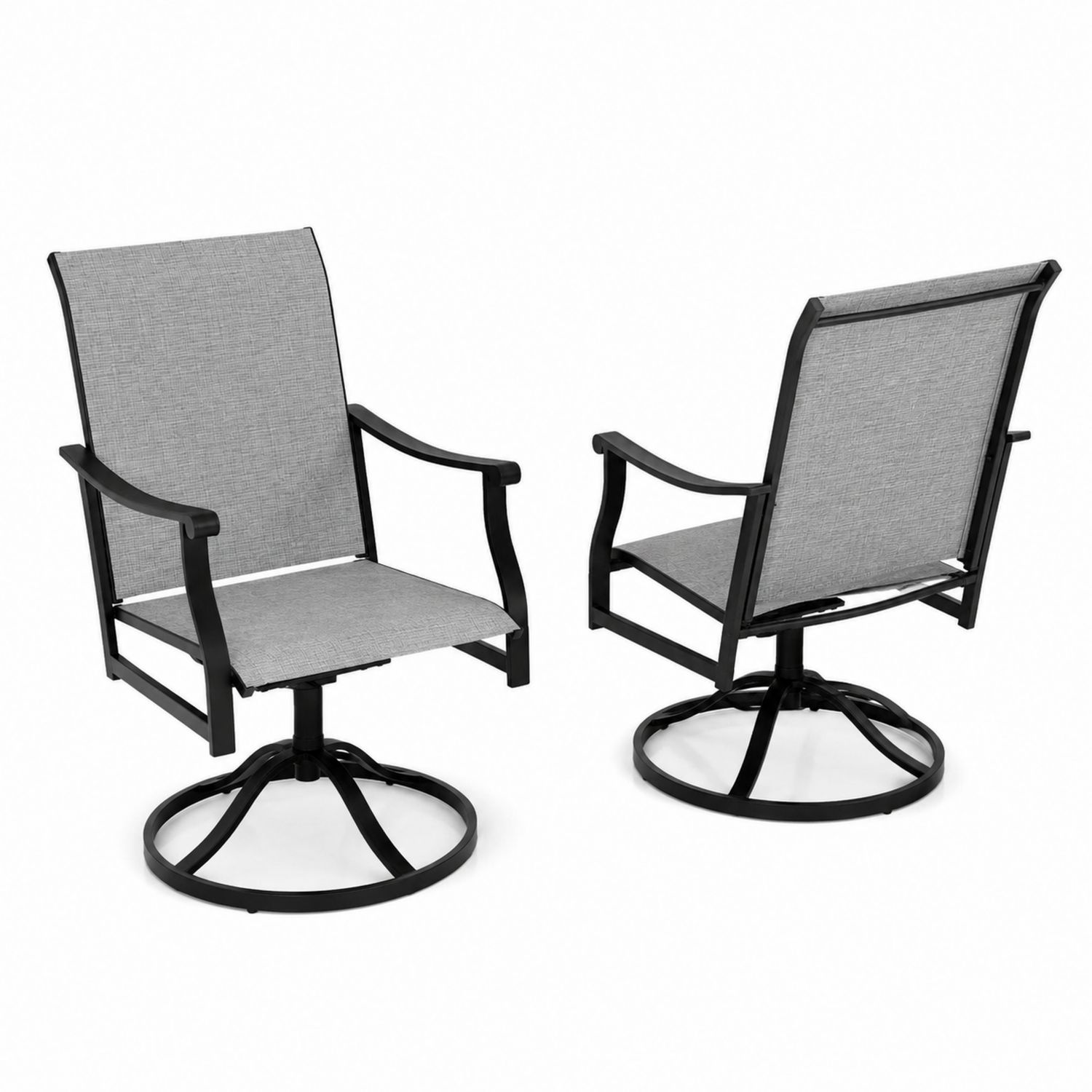 Sillas Giratorias de Aluminio y Tela Gris para Exterior-Mavtrivarion