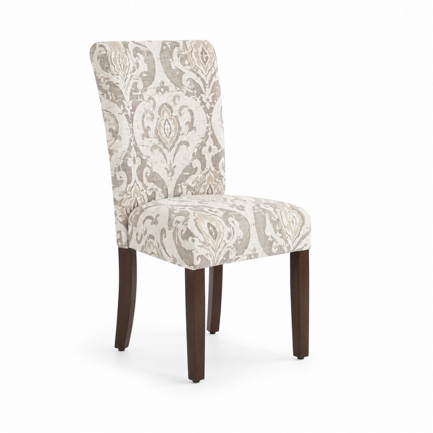 Silla de comedor tapizada en poliéster Gris/Marrón con patas de madera-Mavtrivarion