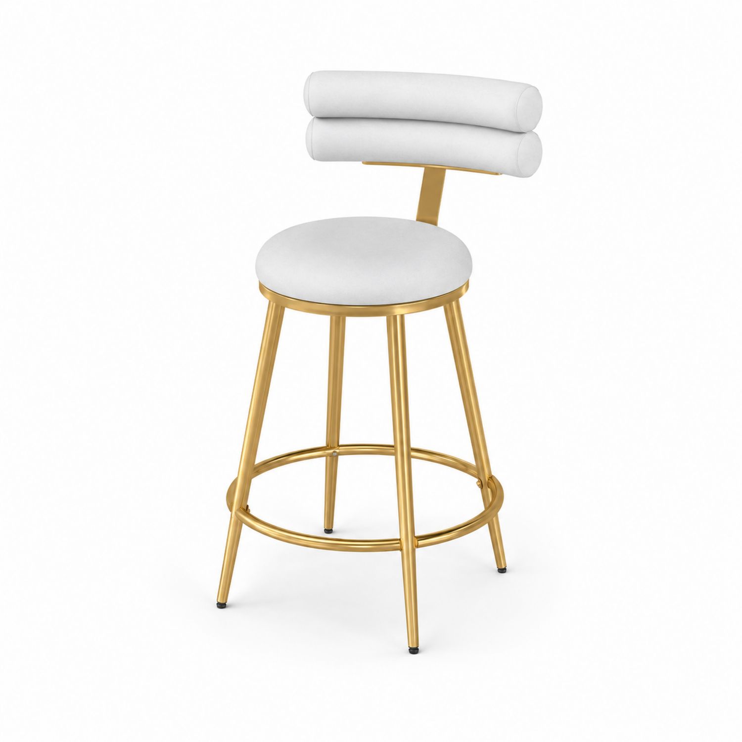 Taburete de Bar con Respaldo y Asiento de Tela Blanca-Mavtrivarion