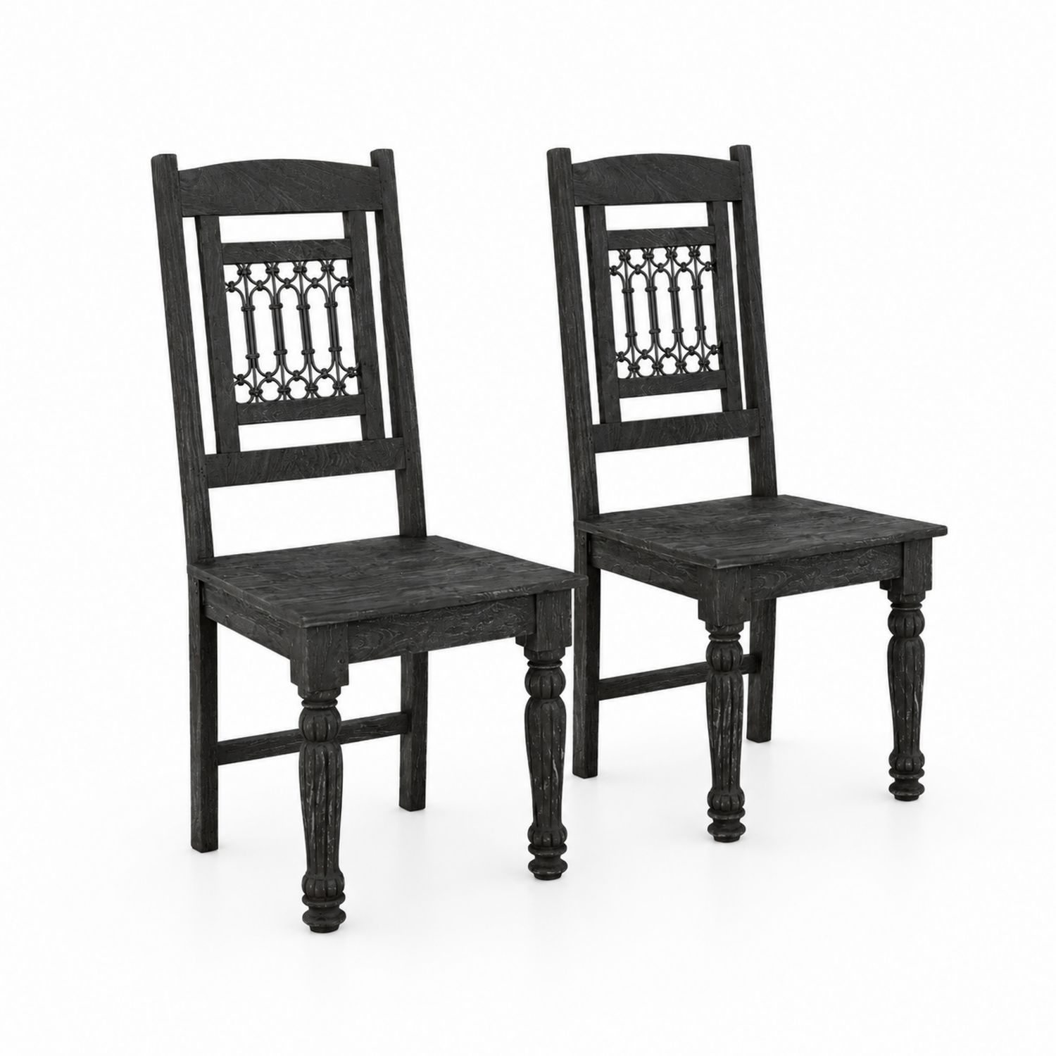 Conjunto de sillas de comedor de madera negra-Mavtrivarion