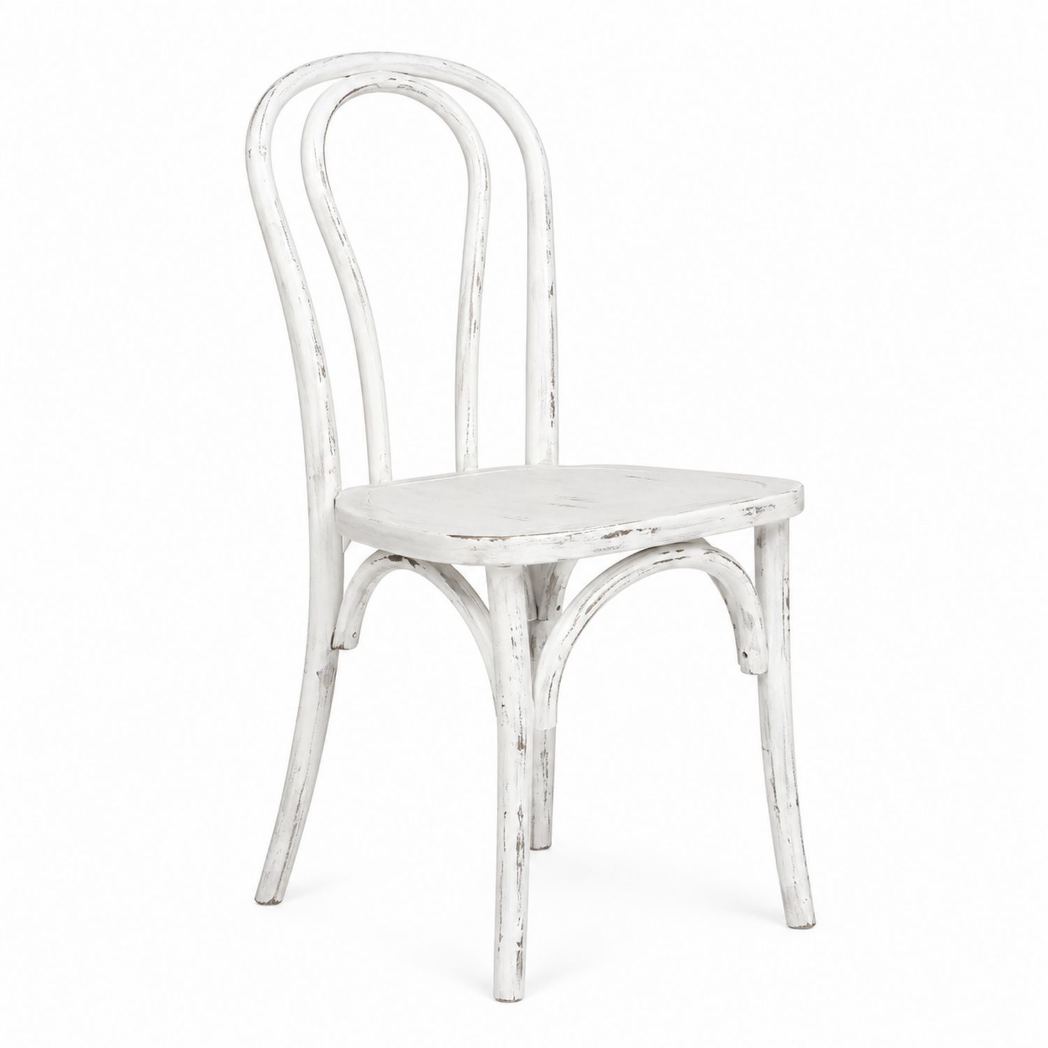 Silla de Madera Blanca con Acabado Envejecido-Mavtrivarion