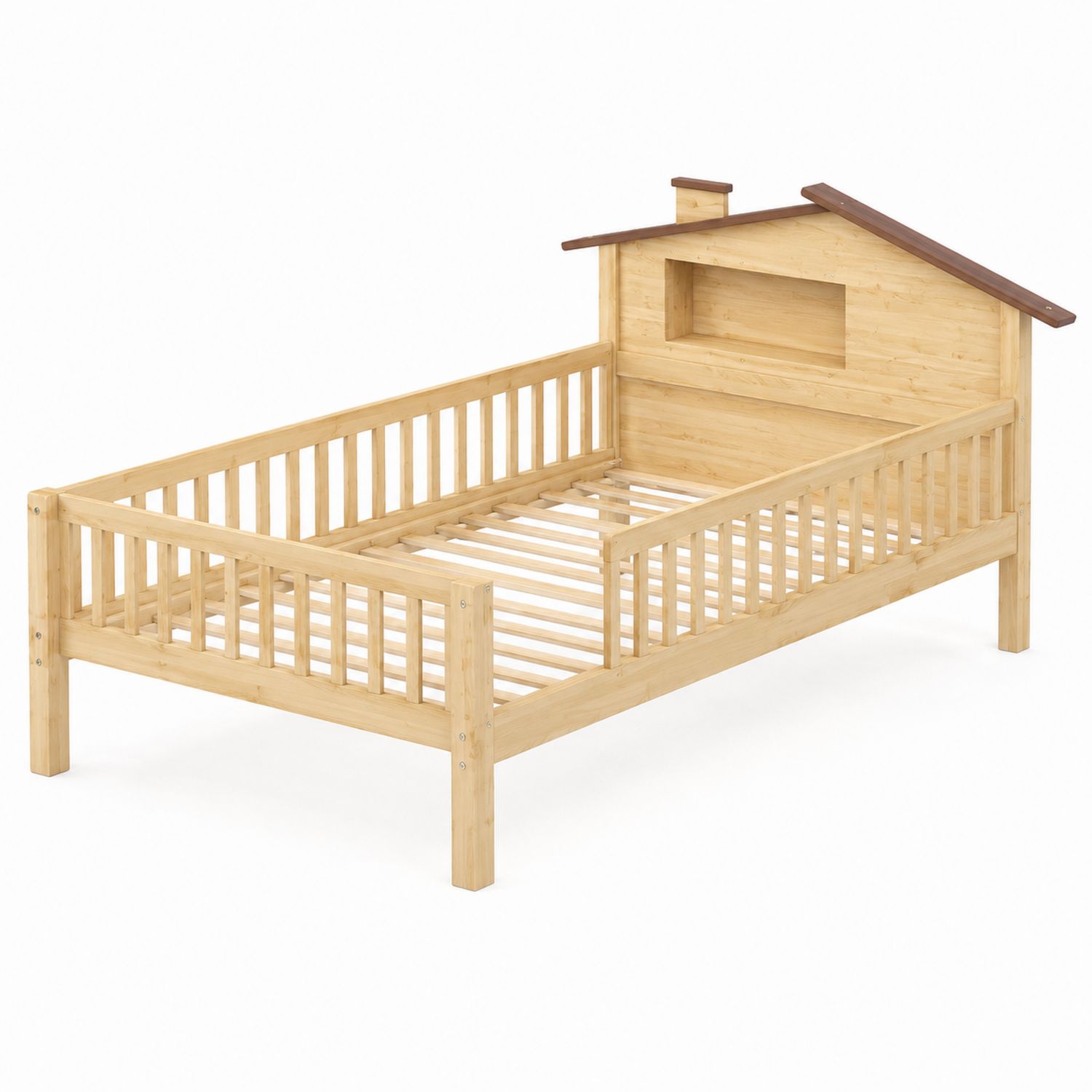 Cama infantil de madera de pino en forma de casa 200x90 cm-Mavtrivarion