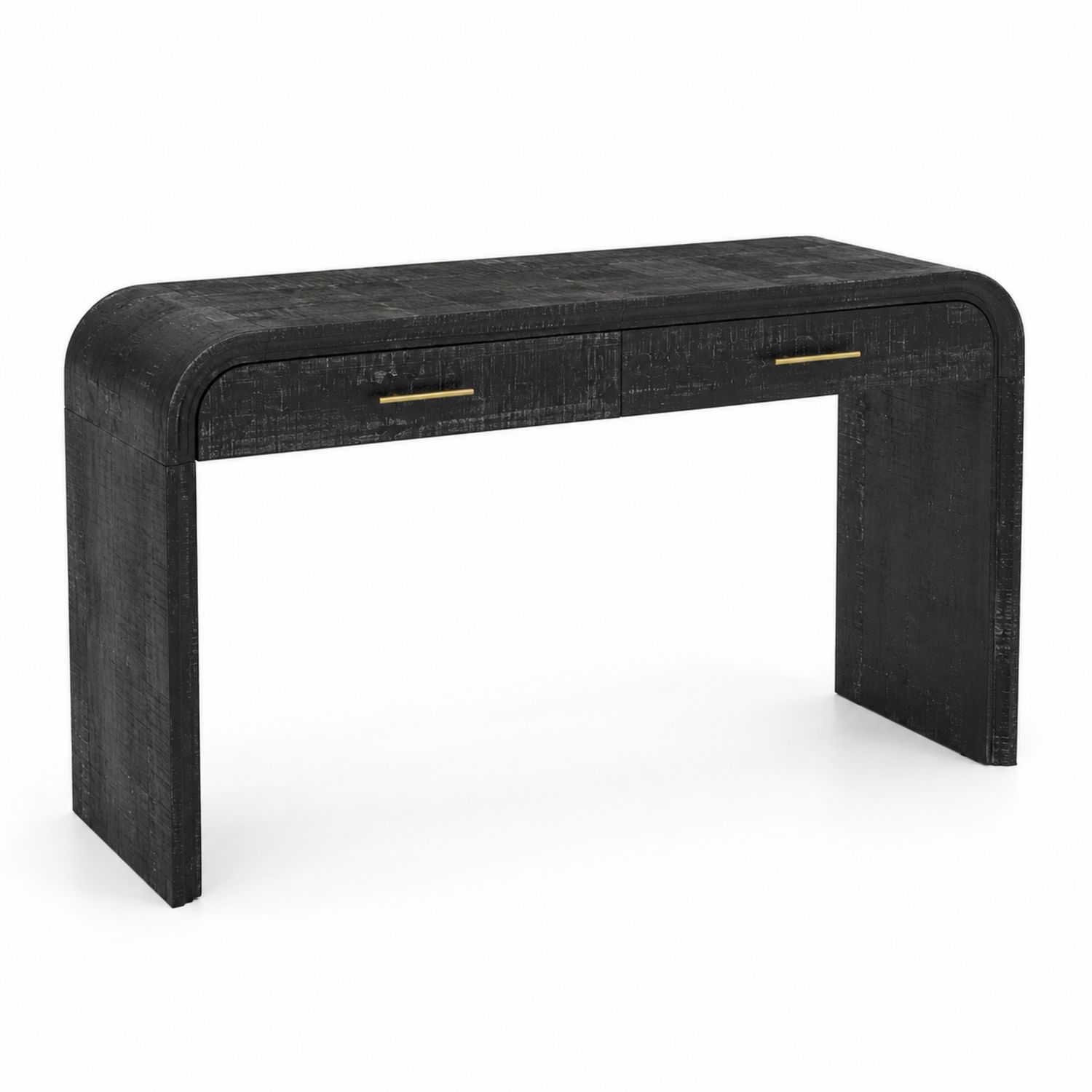 Mesa consola de madera negra con cajones-Mavtrivarion