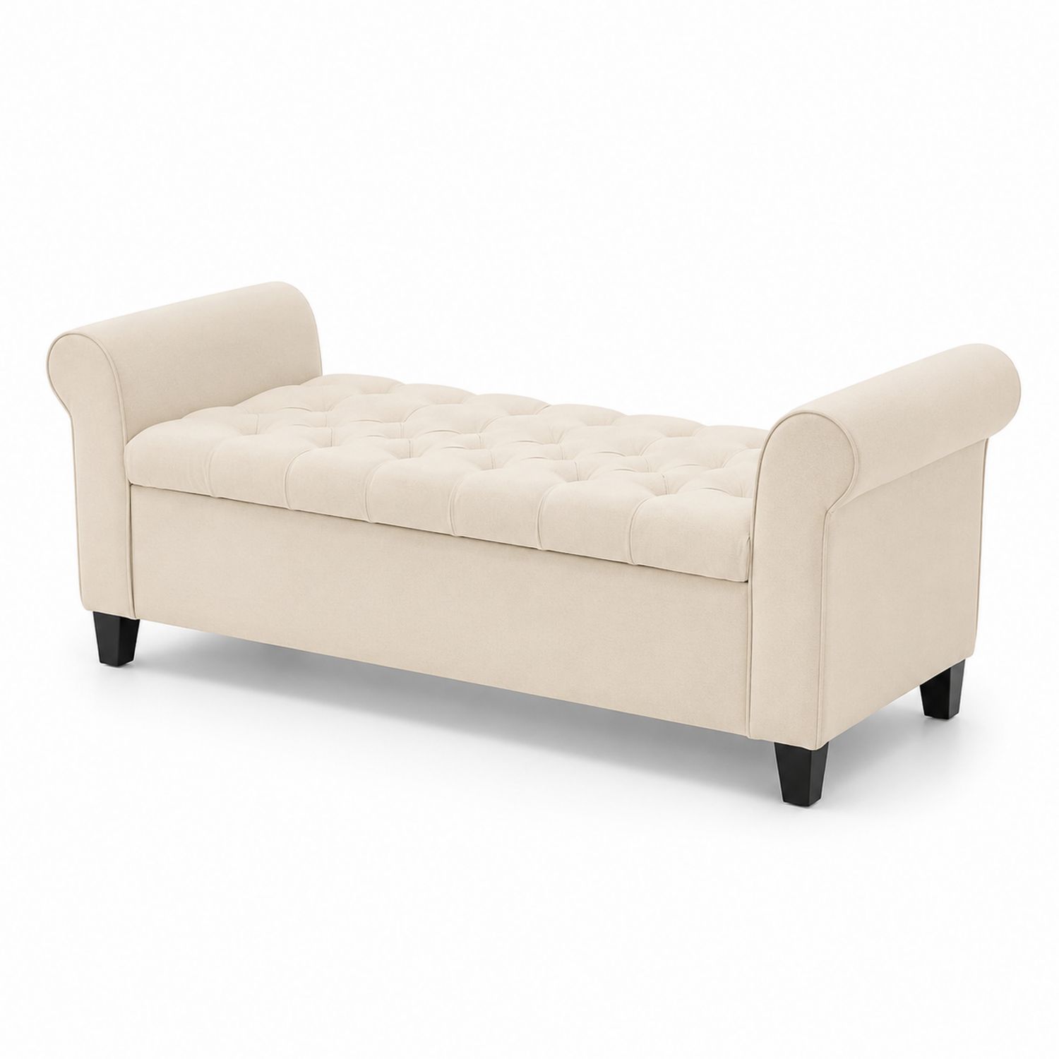 Banco tapizado de tela crema con almacenaje 120x45x60 cm-Mavtrivarion