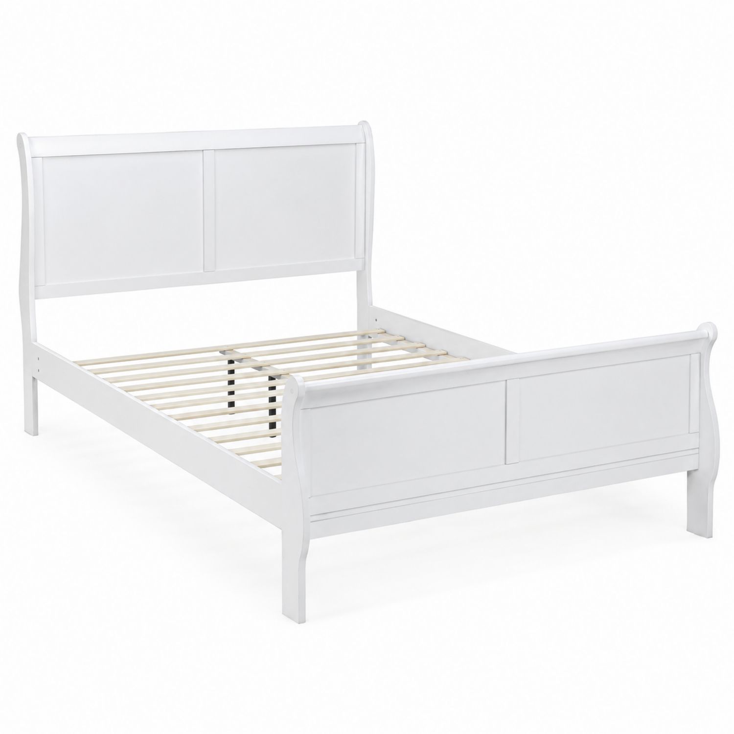 Cama doble de madera blanca con cabecero y piecero 200x160 cm-Mavtrivarion