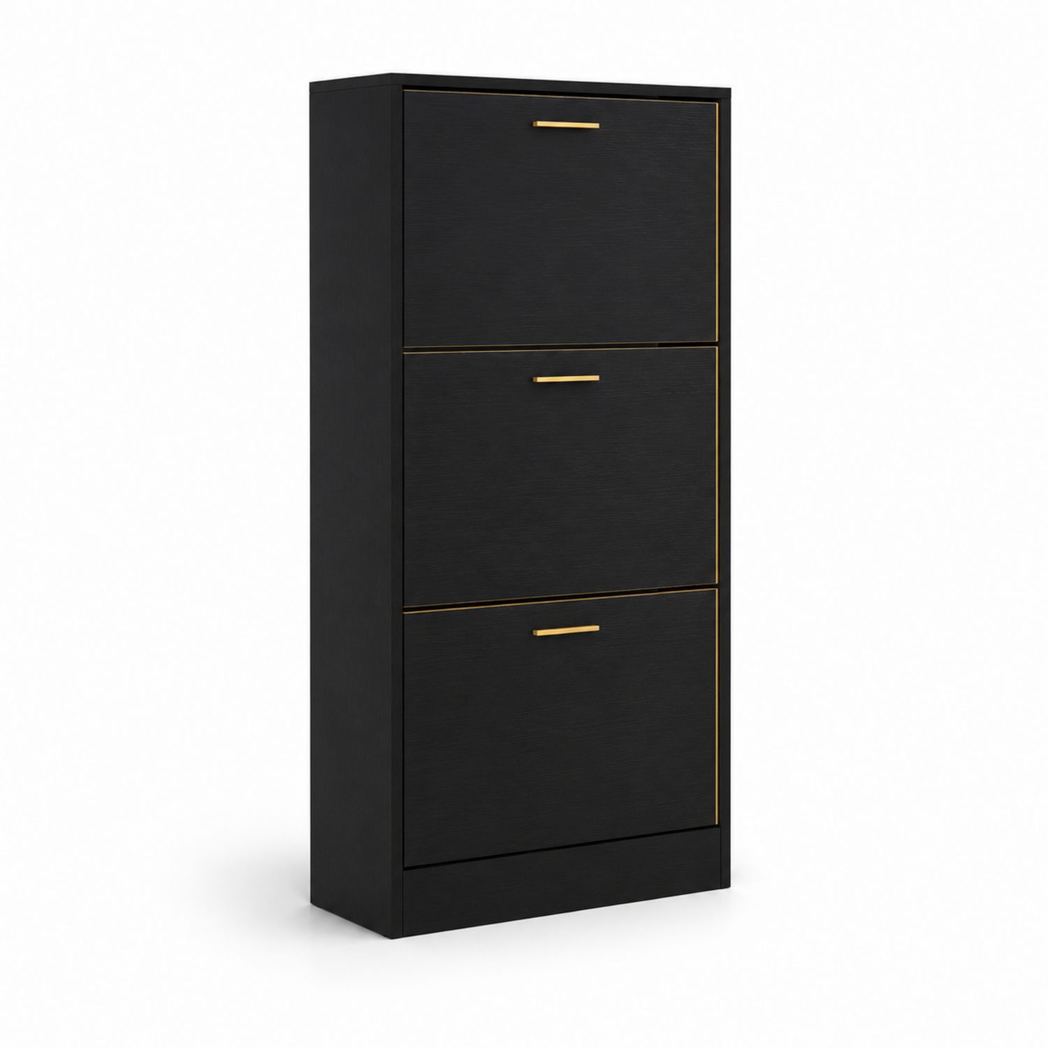Zapatero de madera con 3 compartimentos negro-Mavtrivarion