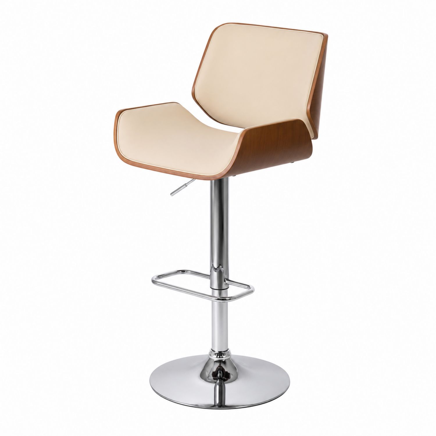 Taburete de Madera y Cuero Sintético Beige-Mavtrivarion