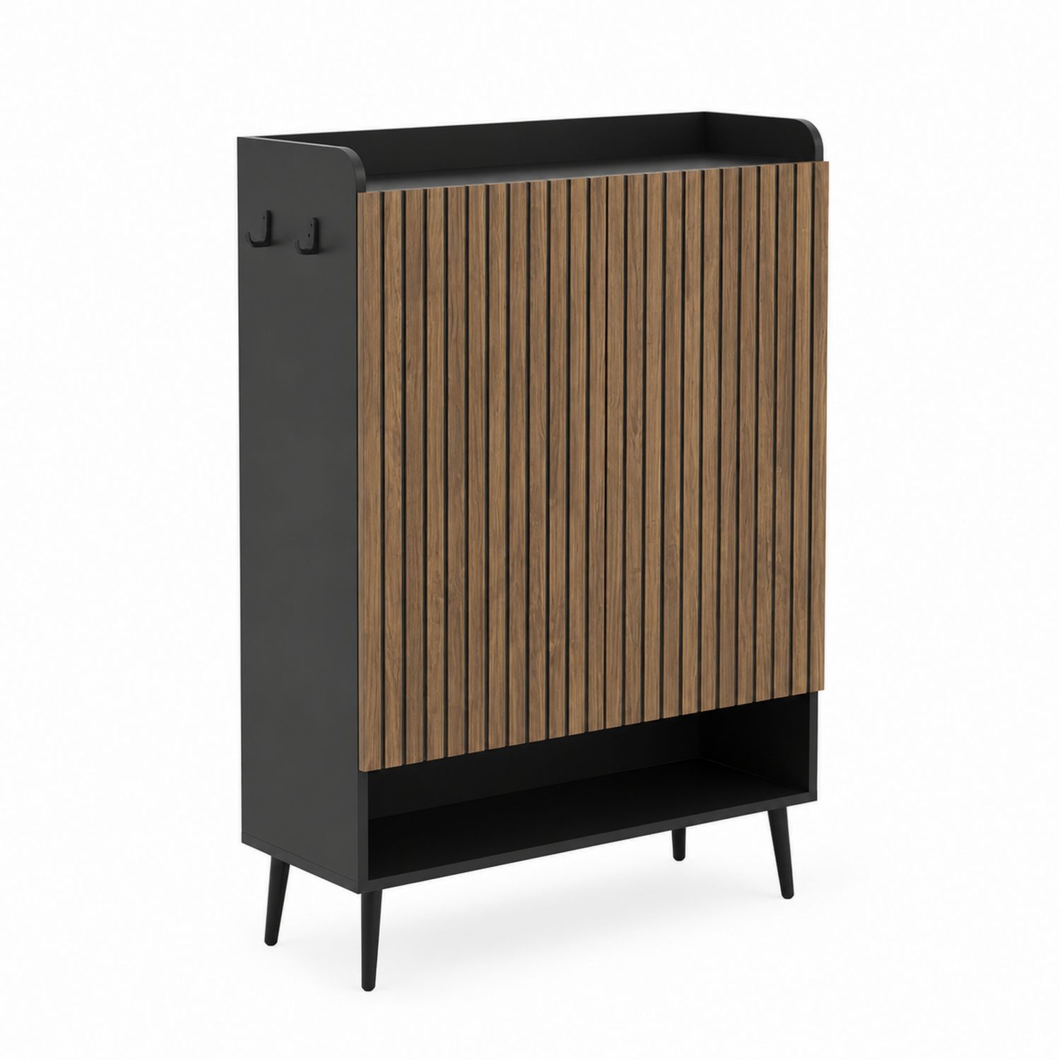 Armario metálico y de roble con ganchos, 120 cm Negro/Madera-Mavtrivarion