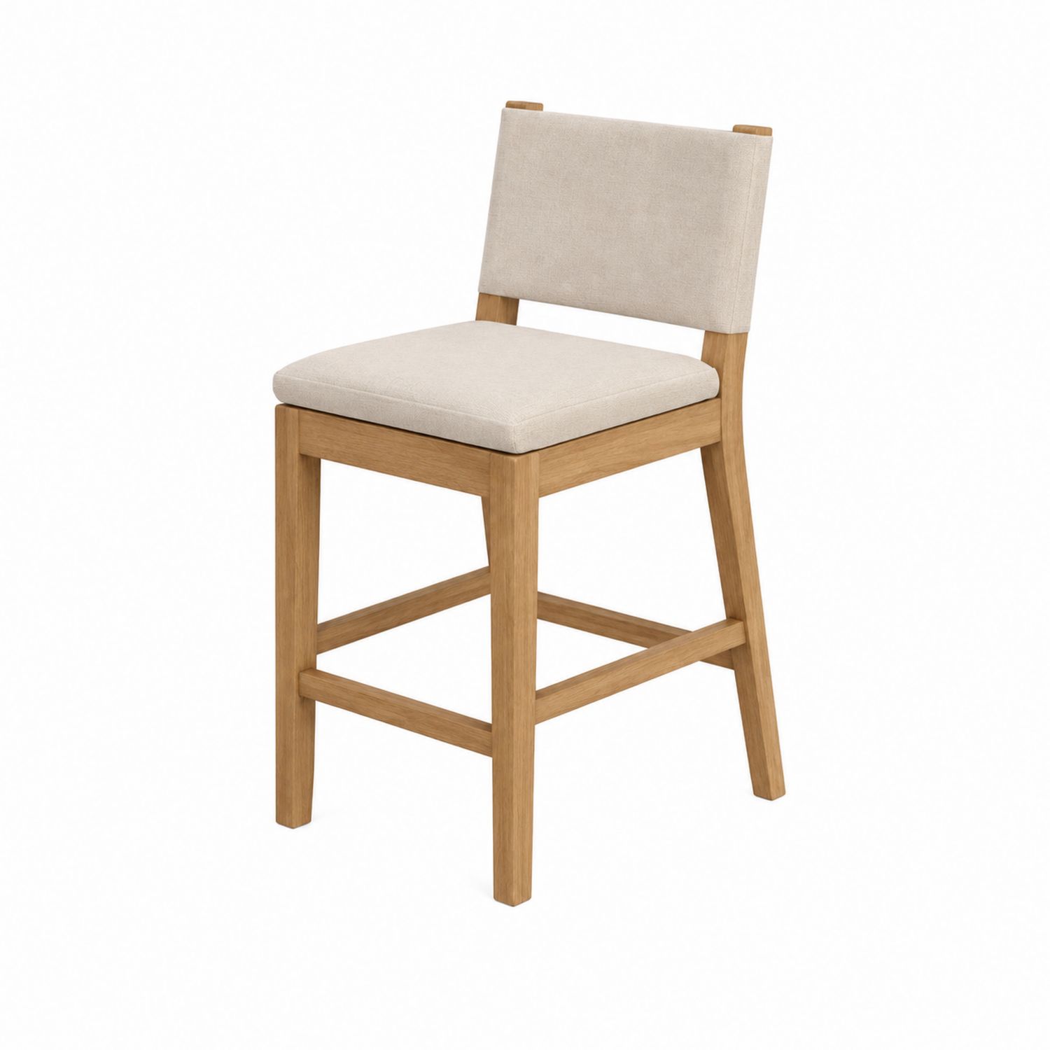 Taburete de Madera de Roble con Asiento de Poliéster Beige-Mavtrivarion