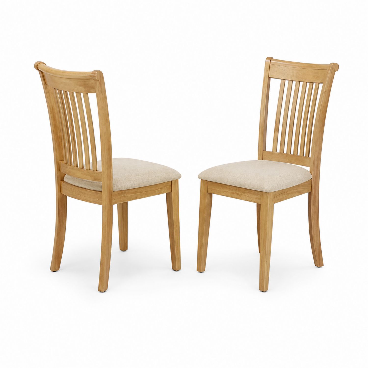 Juego de 2 Sillas de Roble con Asiento de Tela Beige-Mavtrivarion