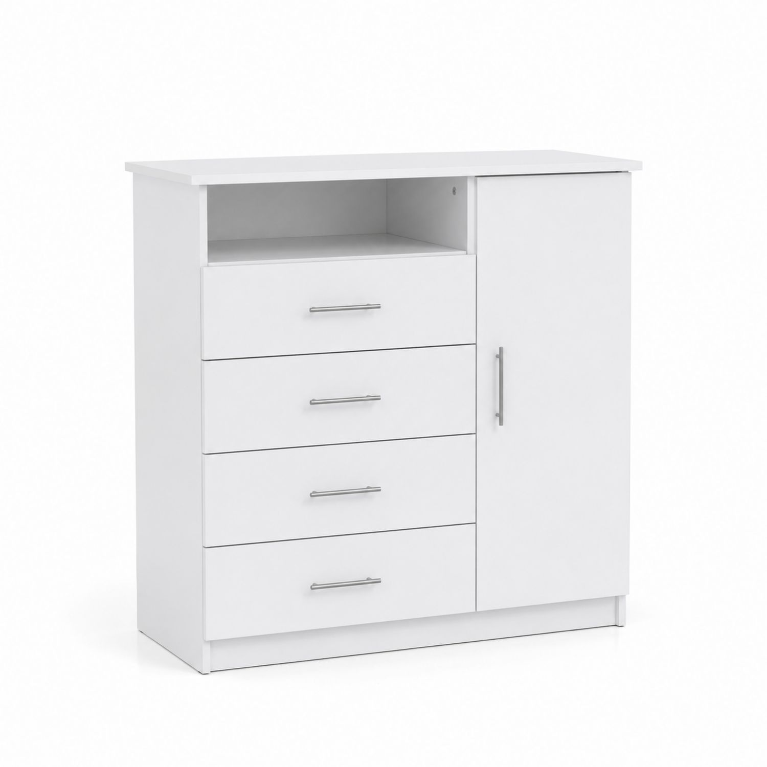 Cómoda de MDF con 4 cajones y 1 puerta blanco 110x85x40 cm-Mavtrivarion