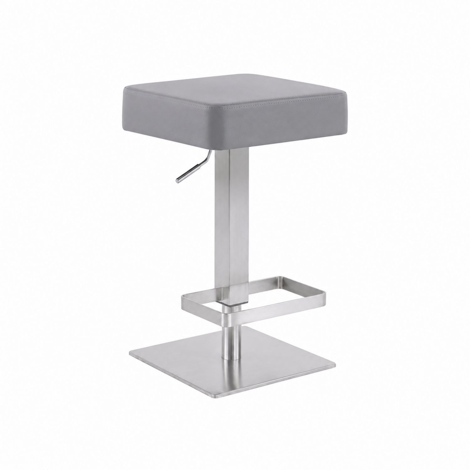Taburete de bar de acero inoxidable con asiento de PU gris-Mavtrivarion
